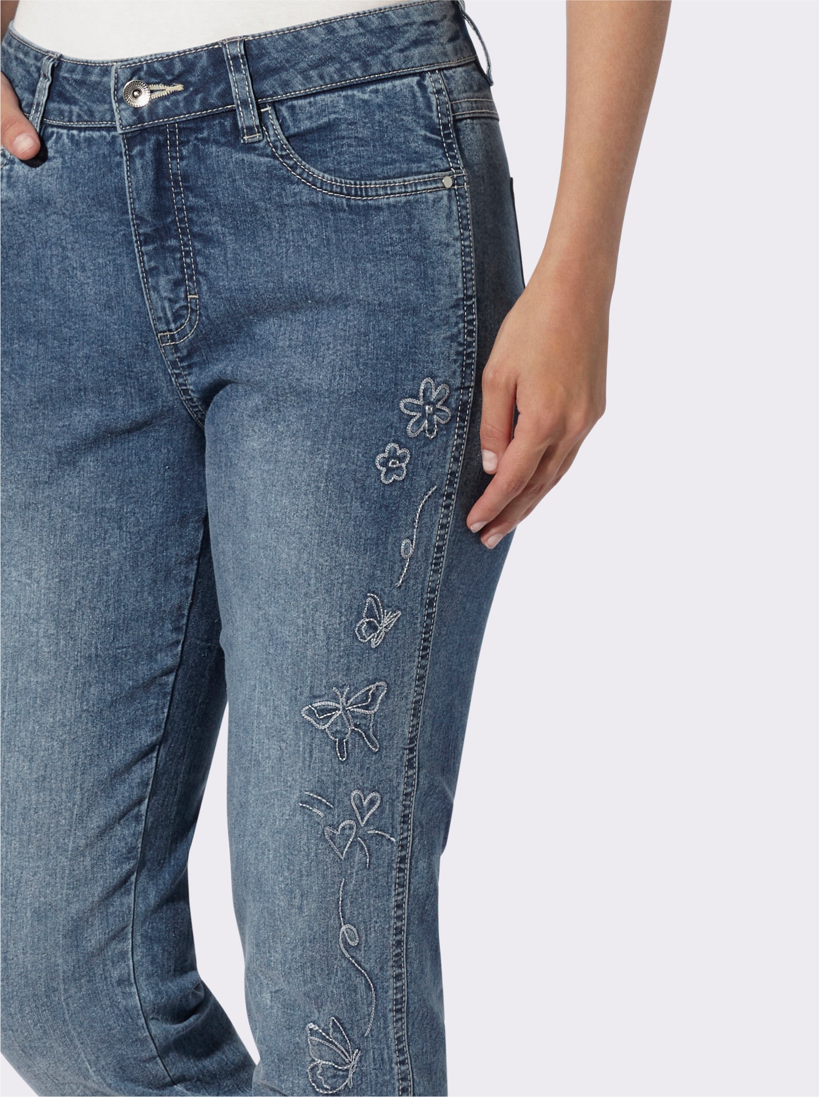 heine 7/8-Jeans mit Stickerei - blue-bleached