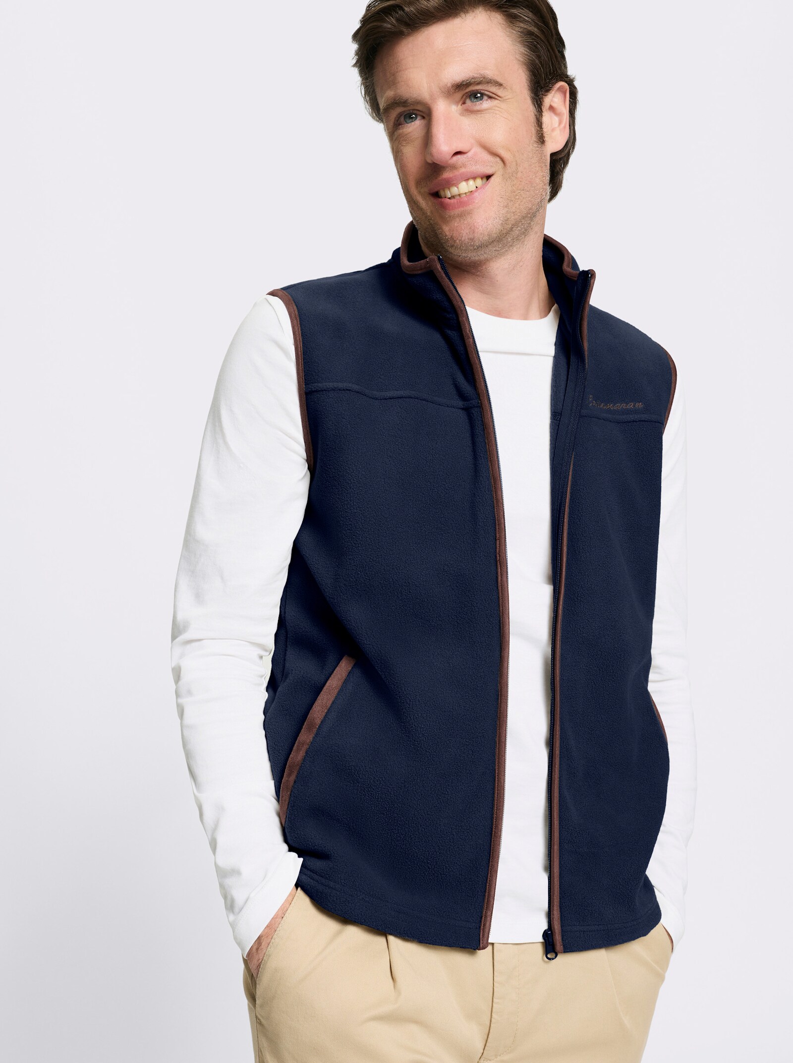 Catamaran Fleecejacke mit Stickerei - marine-schoko