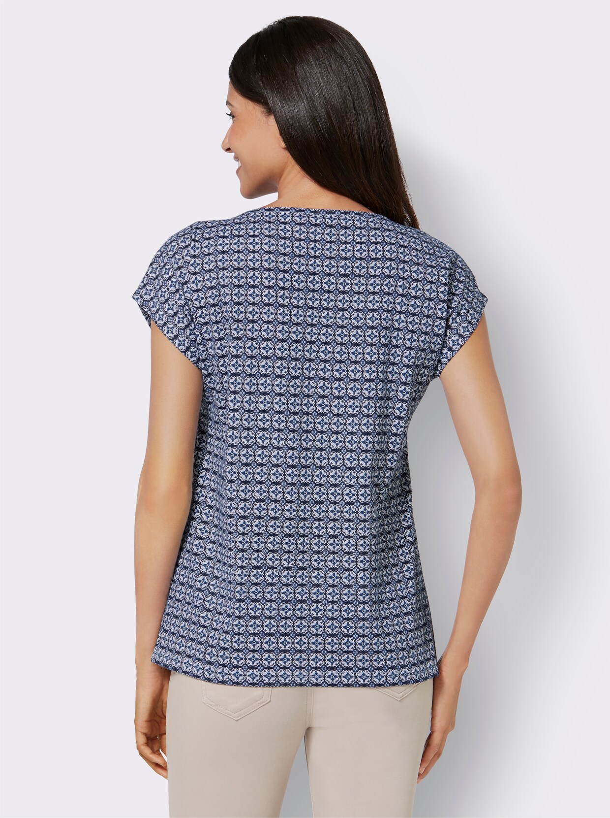 Shirt met korte mouwen - marine geprint