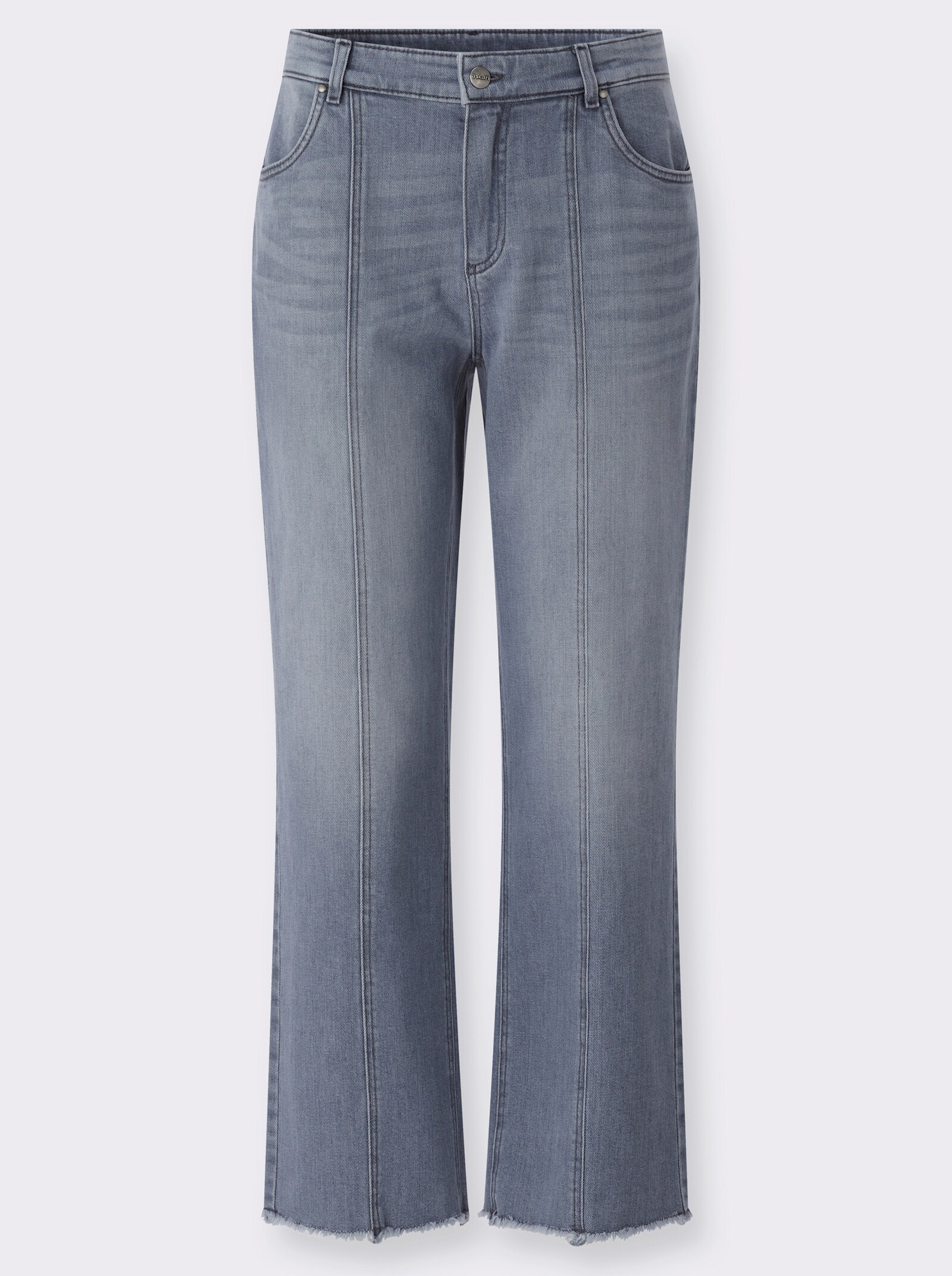 Jeans mit Fransen - grey denim