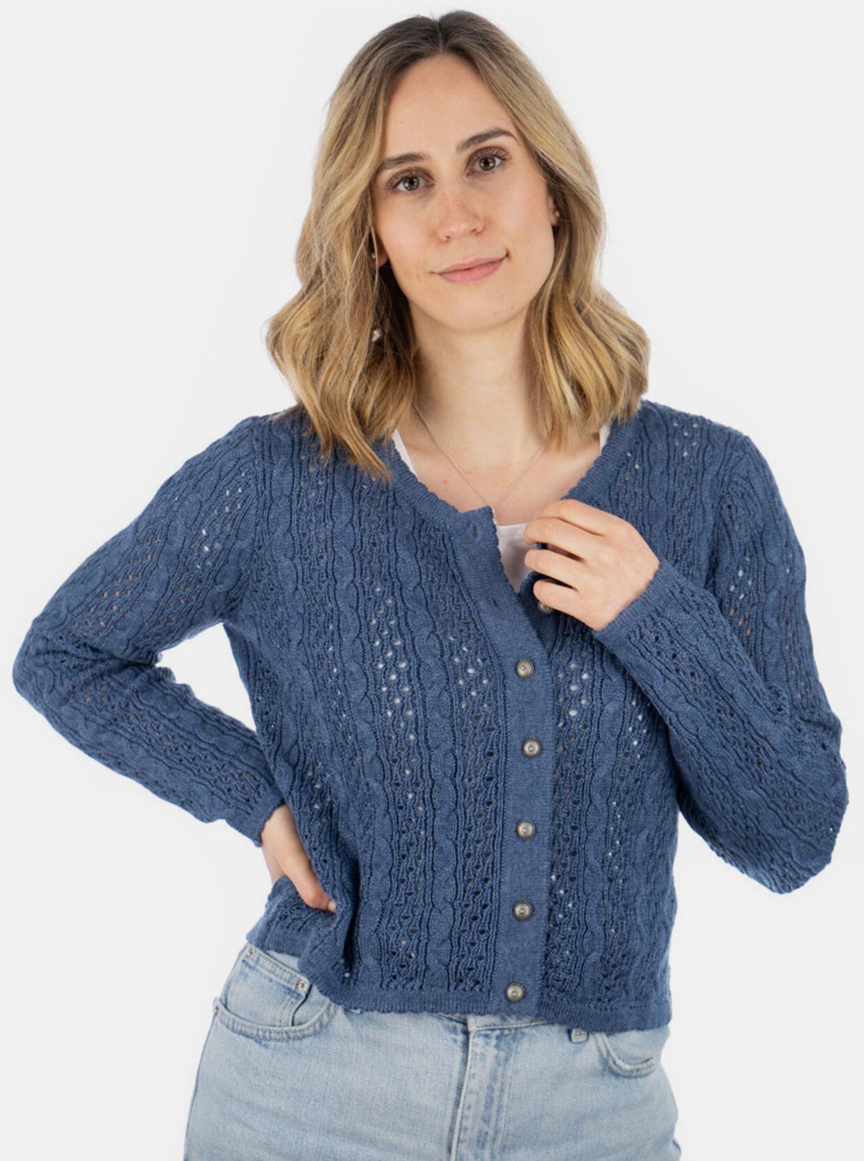 OS-Trachten Trachtenstrickjacke - blau