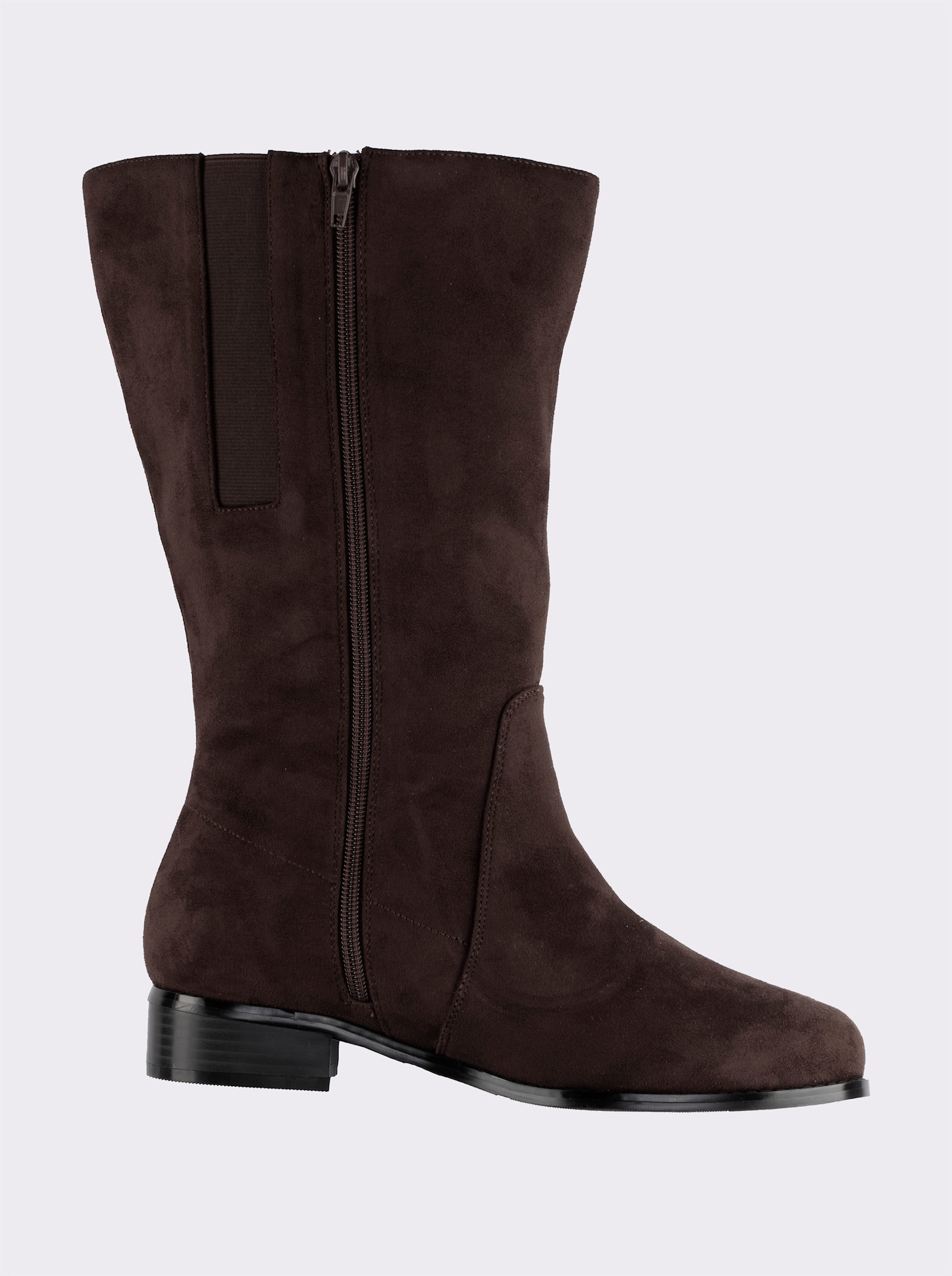 sheego Weitschaftstiefel in Wildleder-Optik - schoko