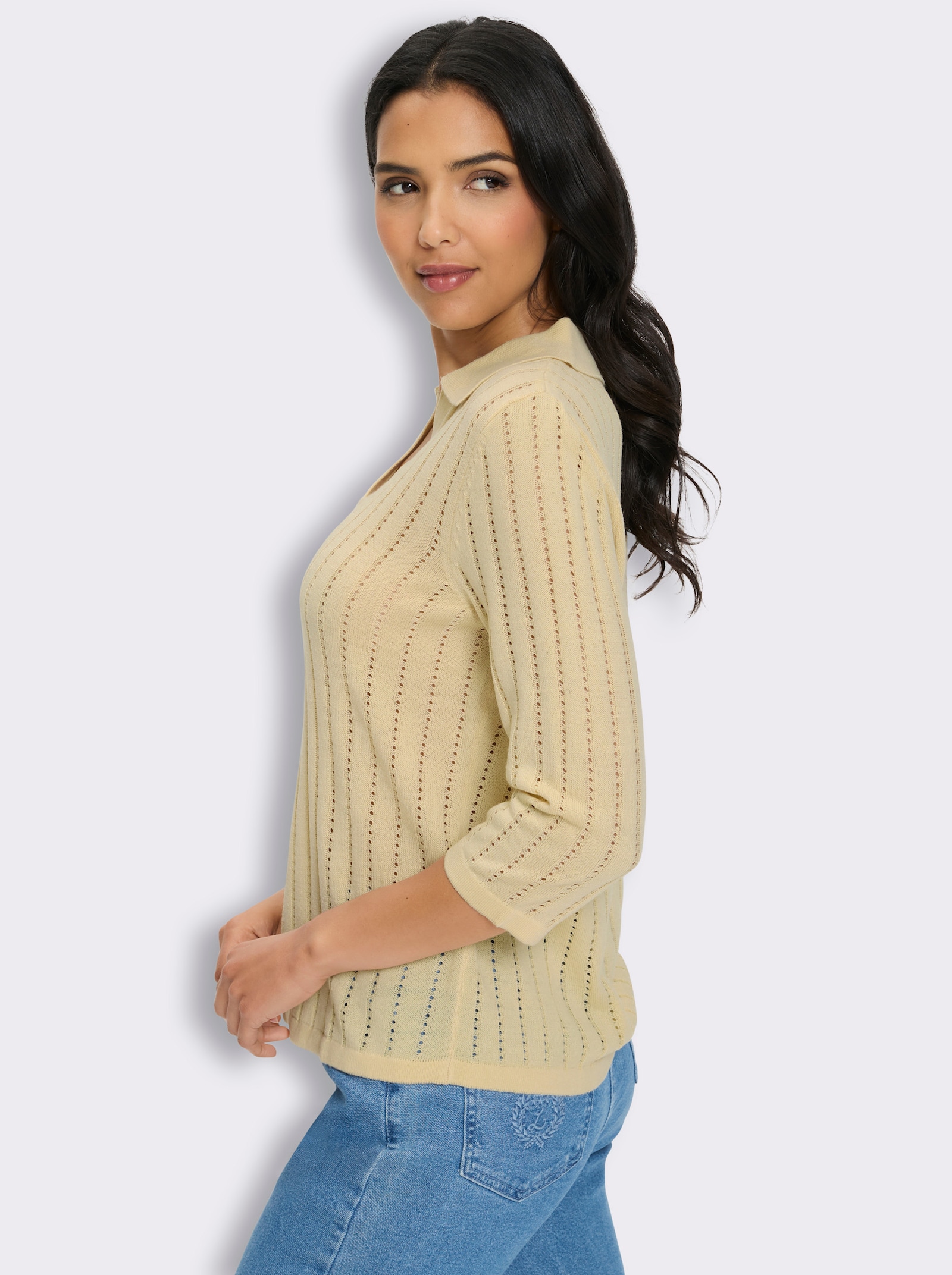Polopullover mit 3/4-Ärmeln - sand
