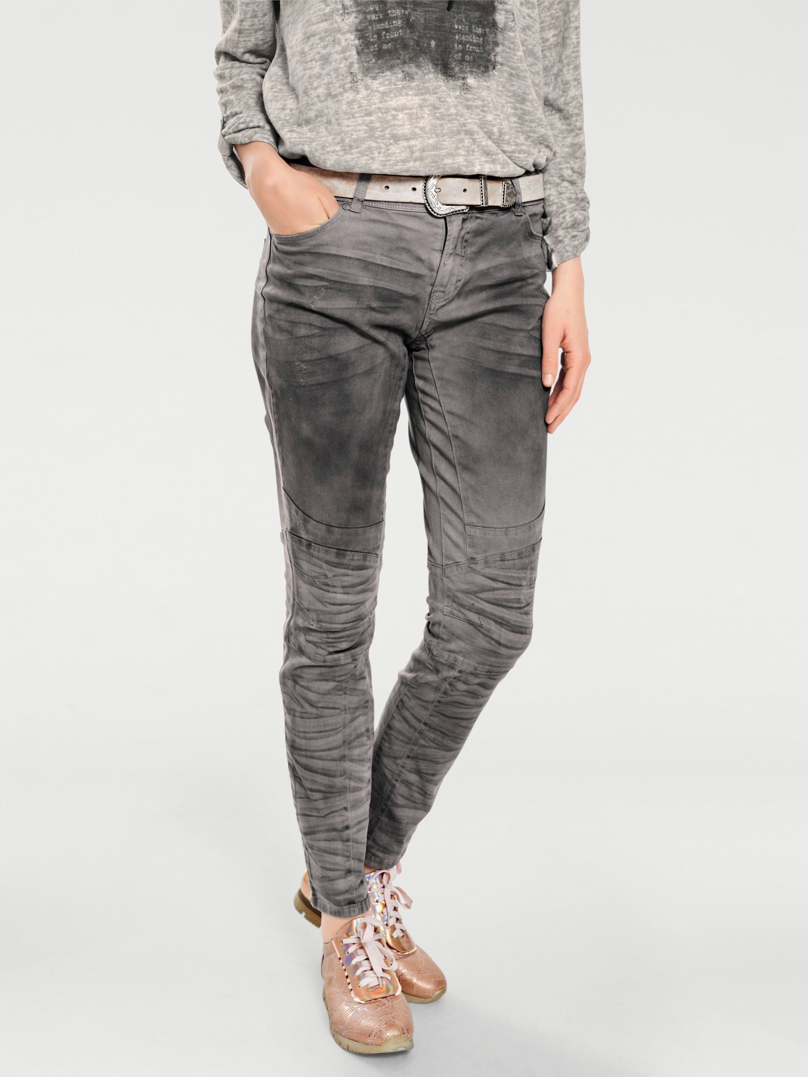 heine Boyfriend-broek oil-dyed-look - grijs