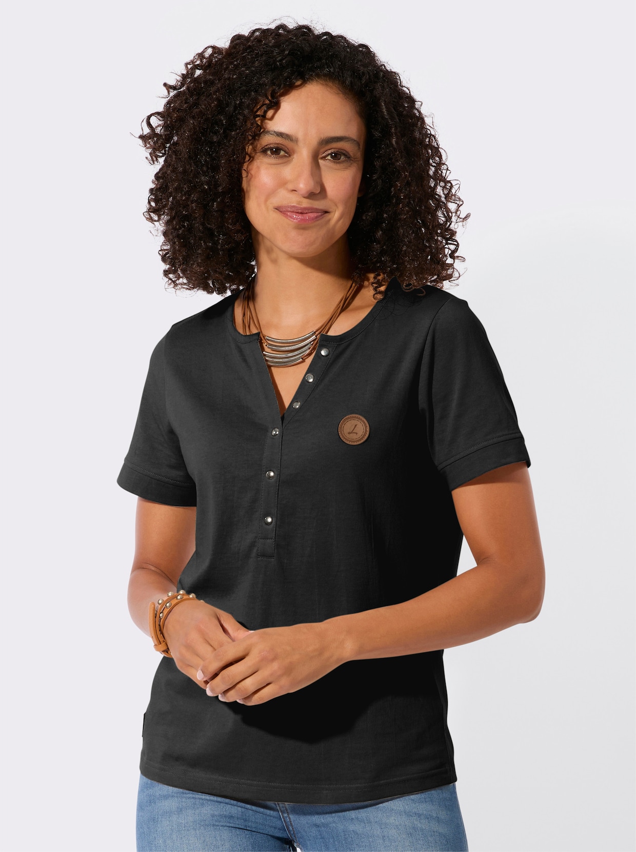 Kurzarmshirt aus reiner Baumwolle - schwarz