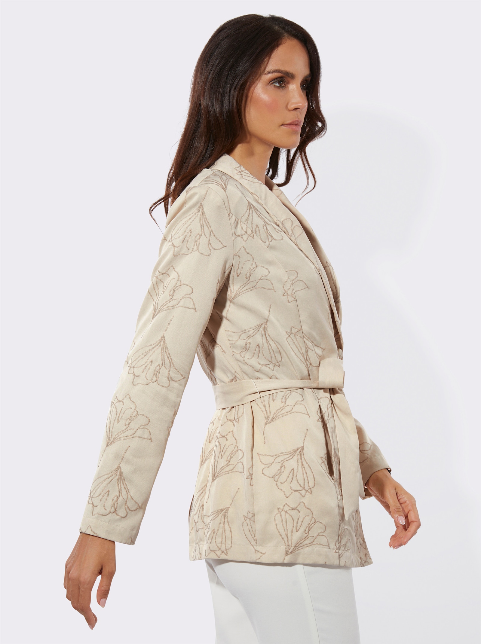 Blusenjacke mit knöpfbarem Gehschlitz hinten - sand