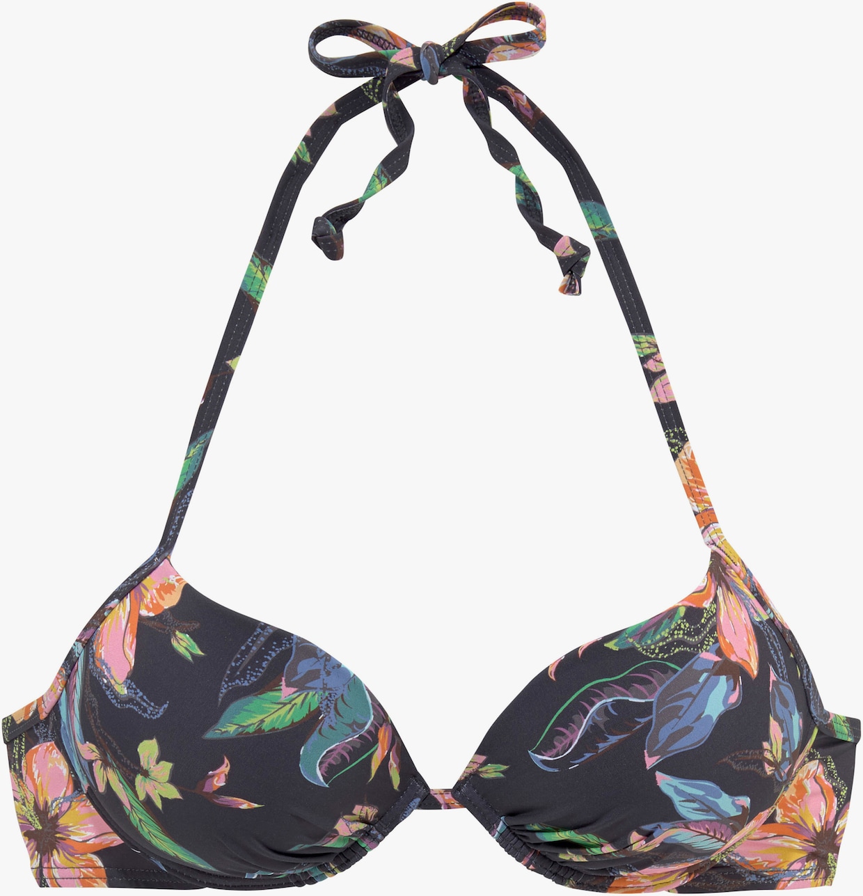 LASCANA Push-Up-Bikini-Top - anthrazit-bedruckt