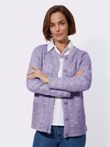 Ajourstrickjacke - lavendel-meliert