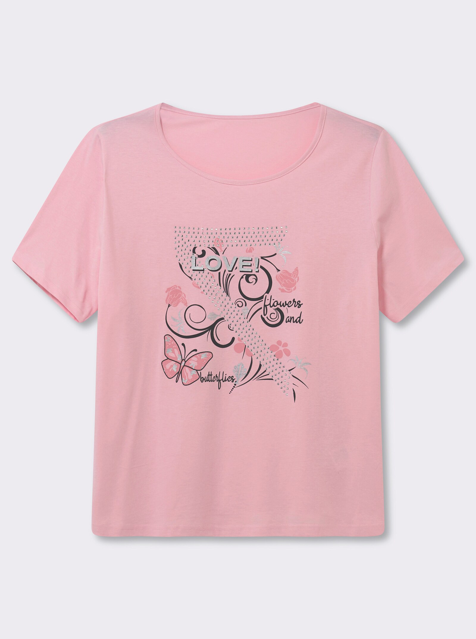 T-Shirt mit Schmetterlings-Druck - rosé