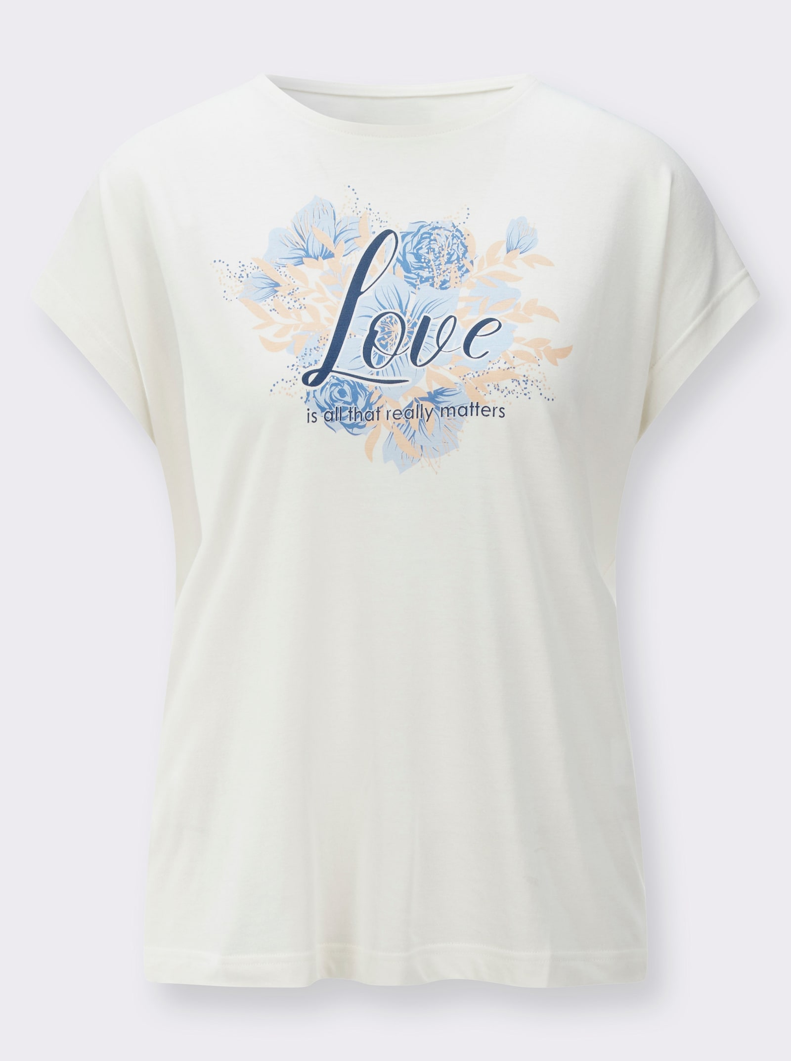 Shirt mit platziertem Druck - champagner-taubenblau-bedruckt
