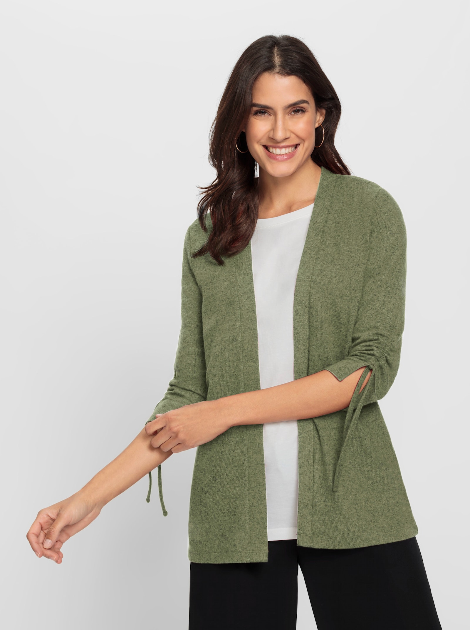 Shirtjacke mit raffbaren Ärmeln - schilf