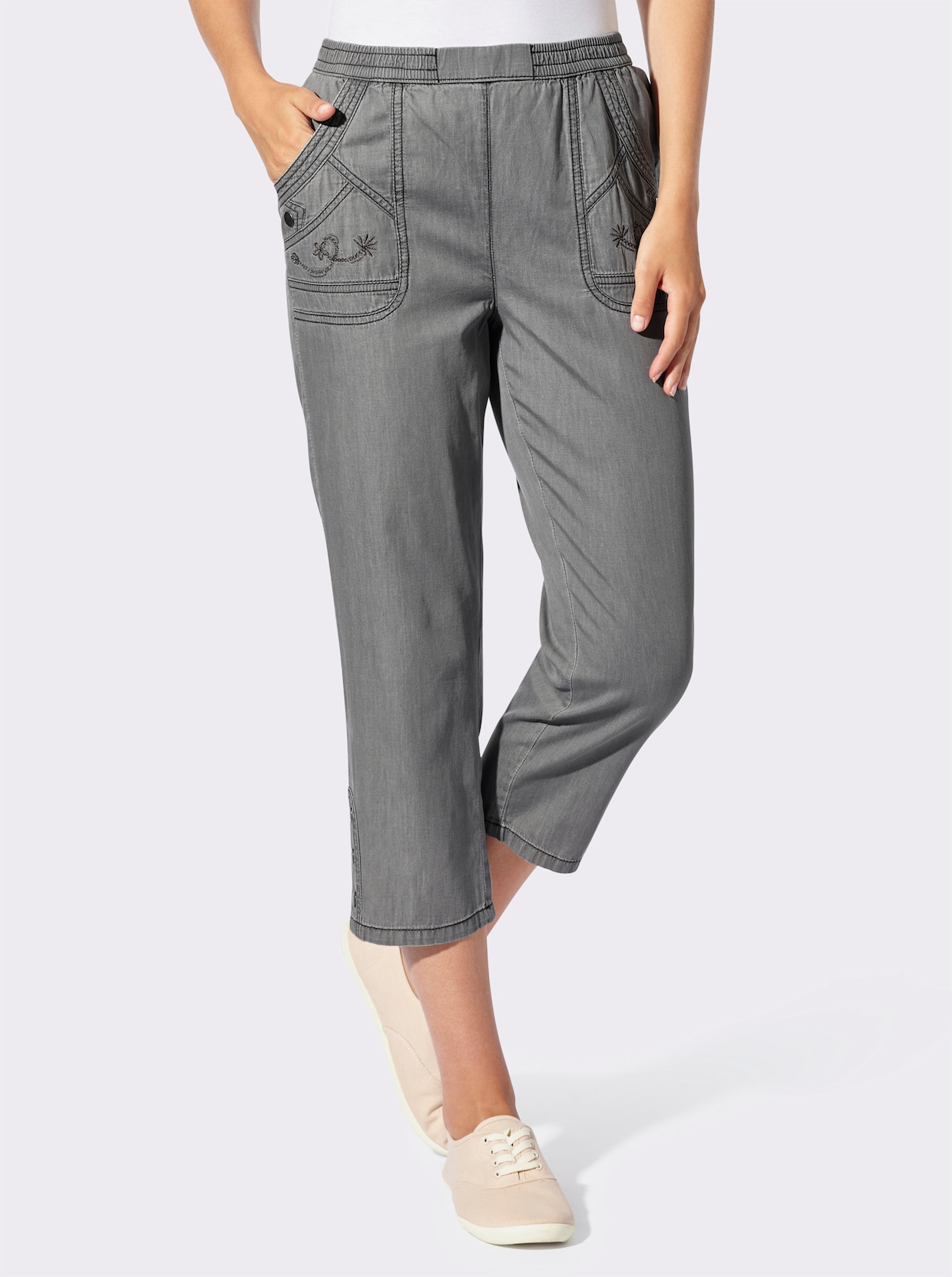 3/4-Jeans - light grey-denim + graphit-denim