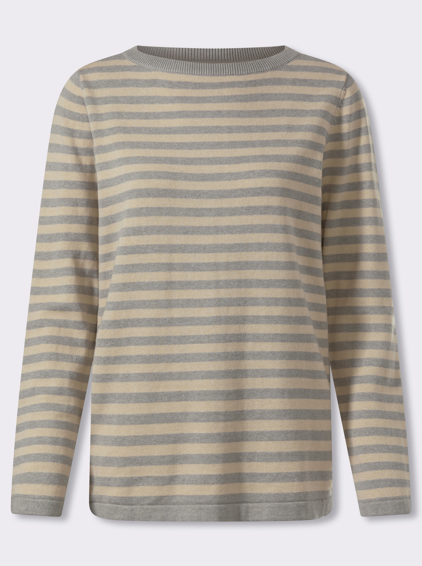 heine Feinstrickpullover mit Ringelstreifen - steingrau-sand-geringelt