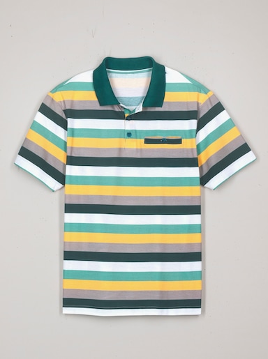 Poloshirt - gelb-petrol-salbei-gestreift