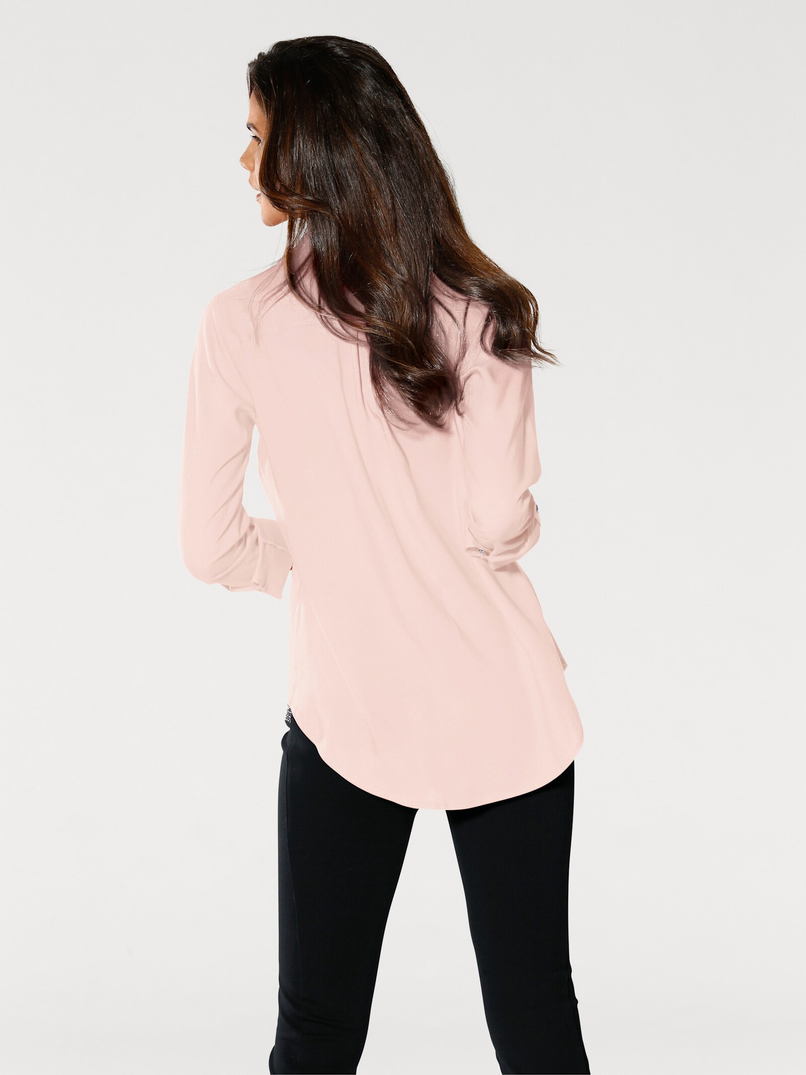 heine Langarm-Bluse mit Zierreißverschlüssen - rosé