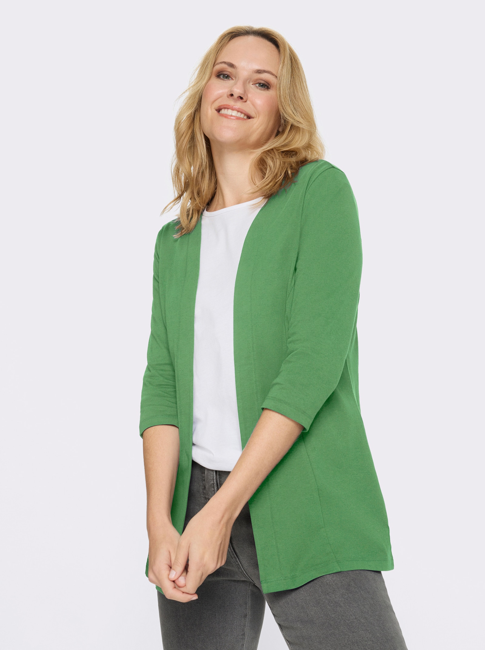 Shirtjacke mit 3/4-Ärmeln - apfel