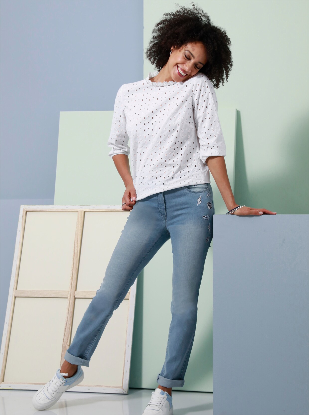 Jeans - blue-bleached
