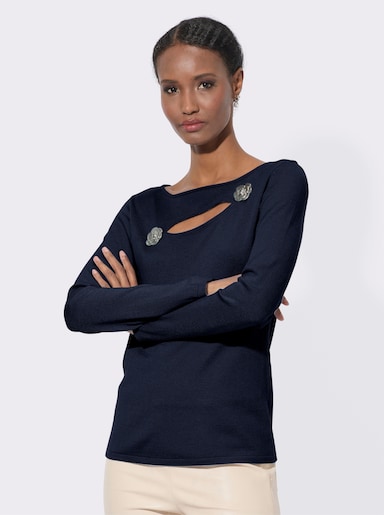 Feinstrickpullover mit Cut-Out - marine