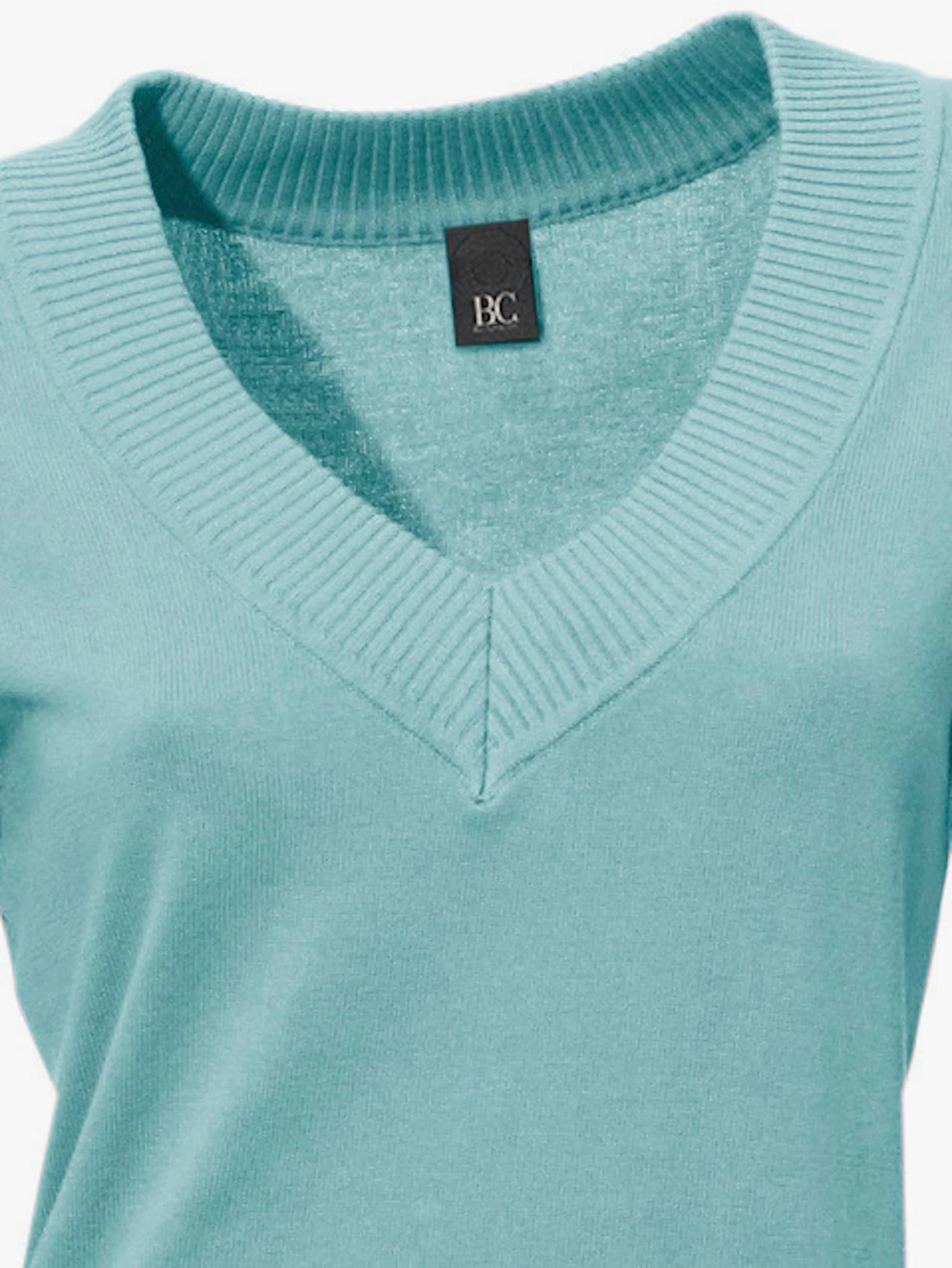 heine Pull à encolure en V en pur coton - vert d'eau