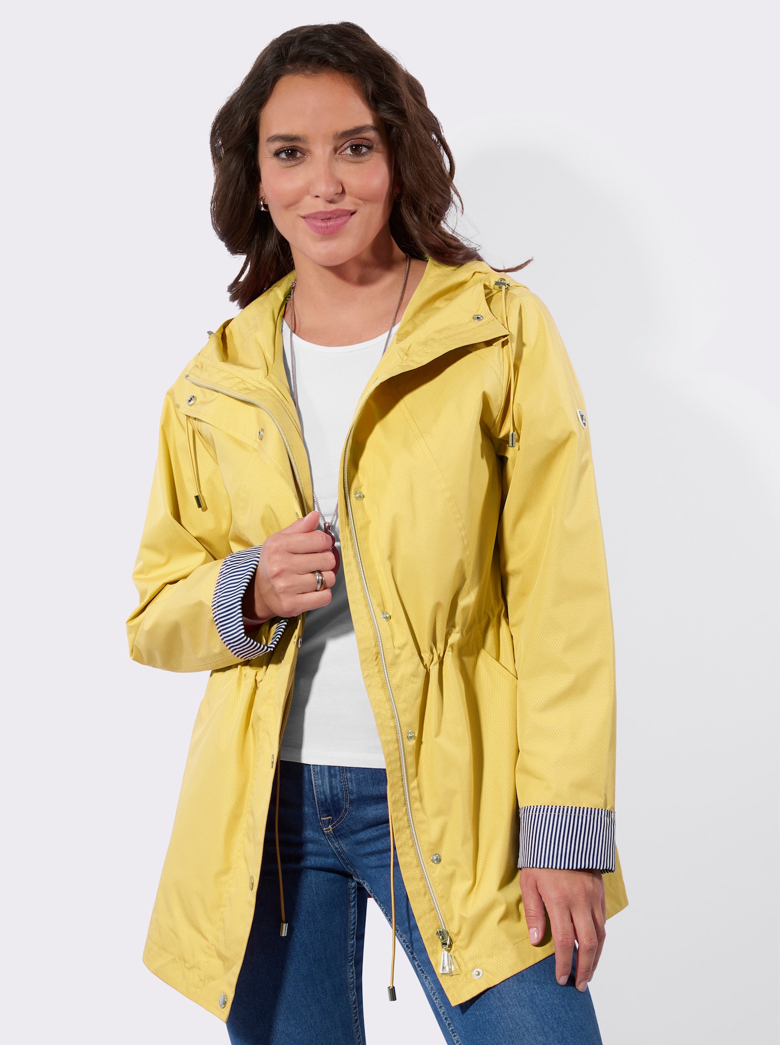 Übergangsjacke mit Streifen-Details - zitrone