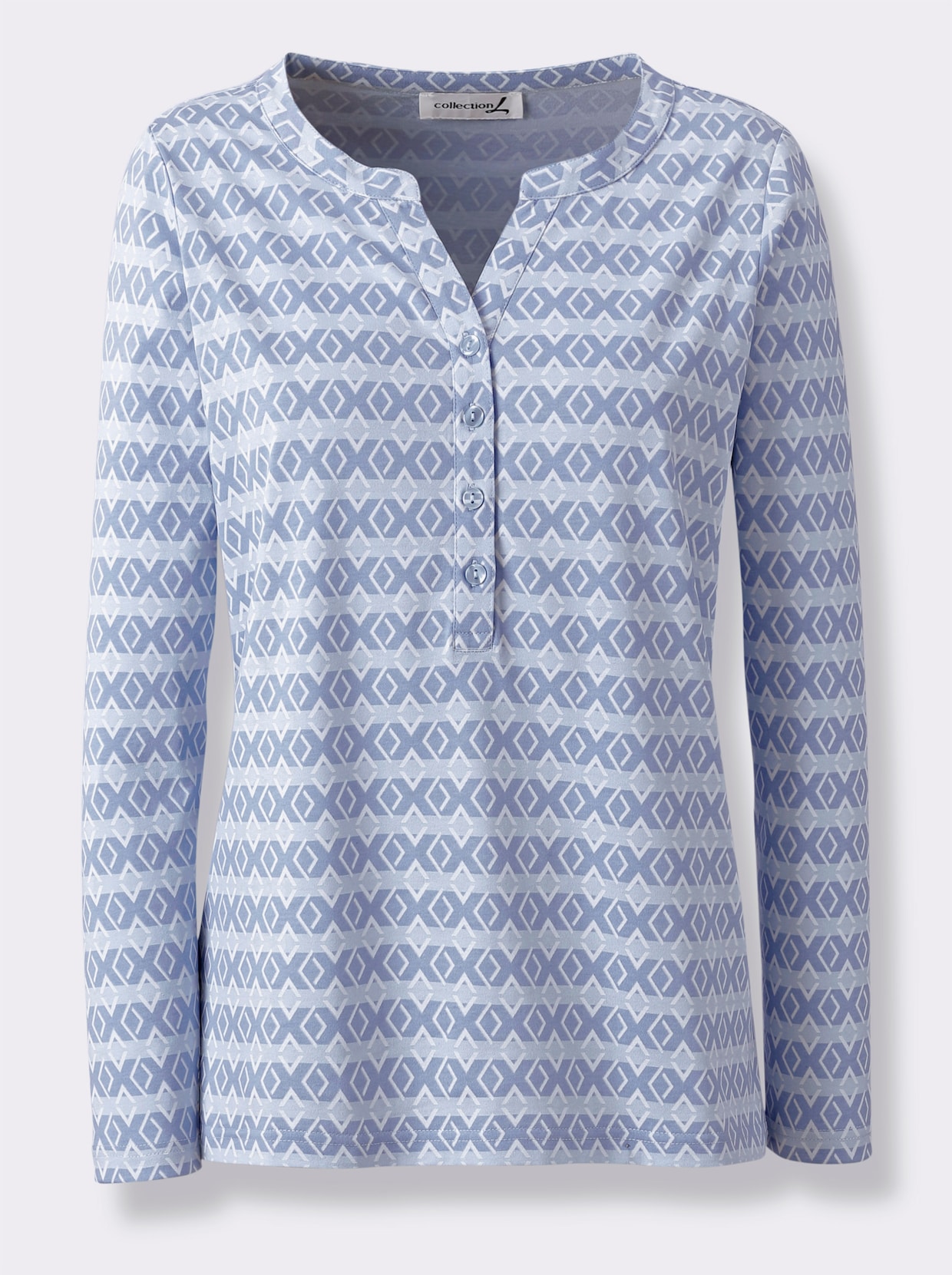 Shirt - bleu-ecru-bedruckt