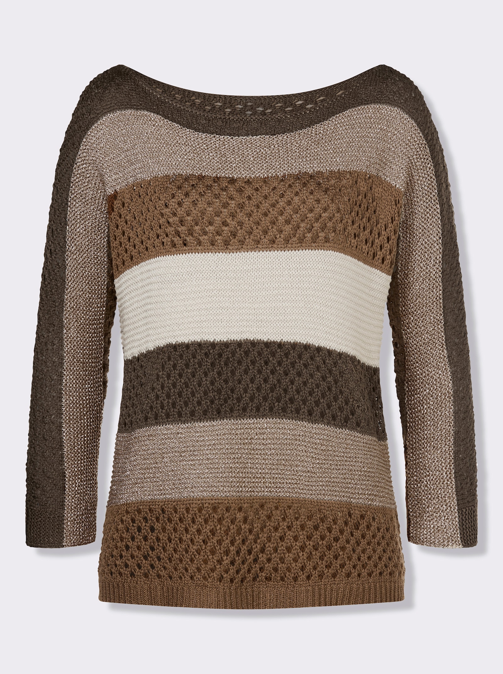 heine Ajourpullover - braun-sand-gemustert