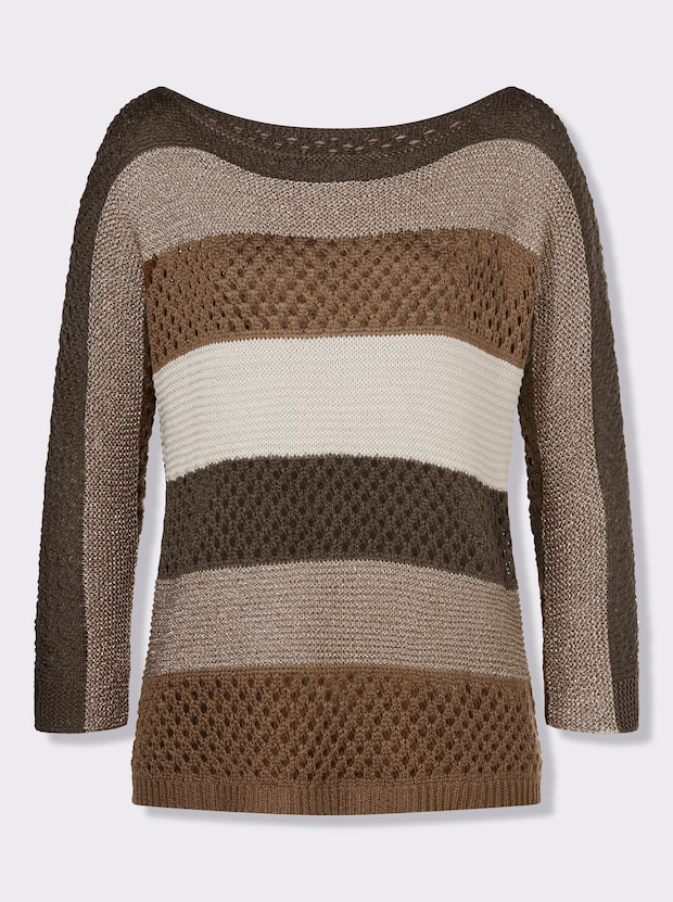 heine Ajourpullover in braun-sand-gemustert | heine