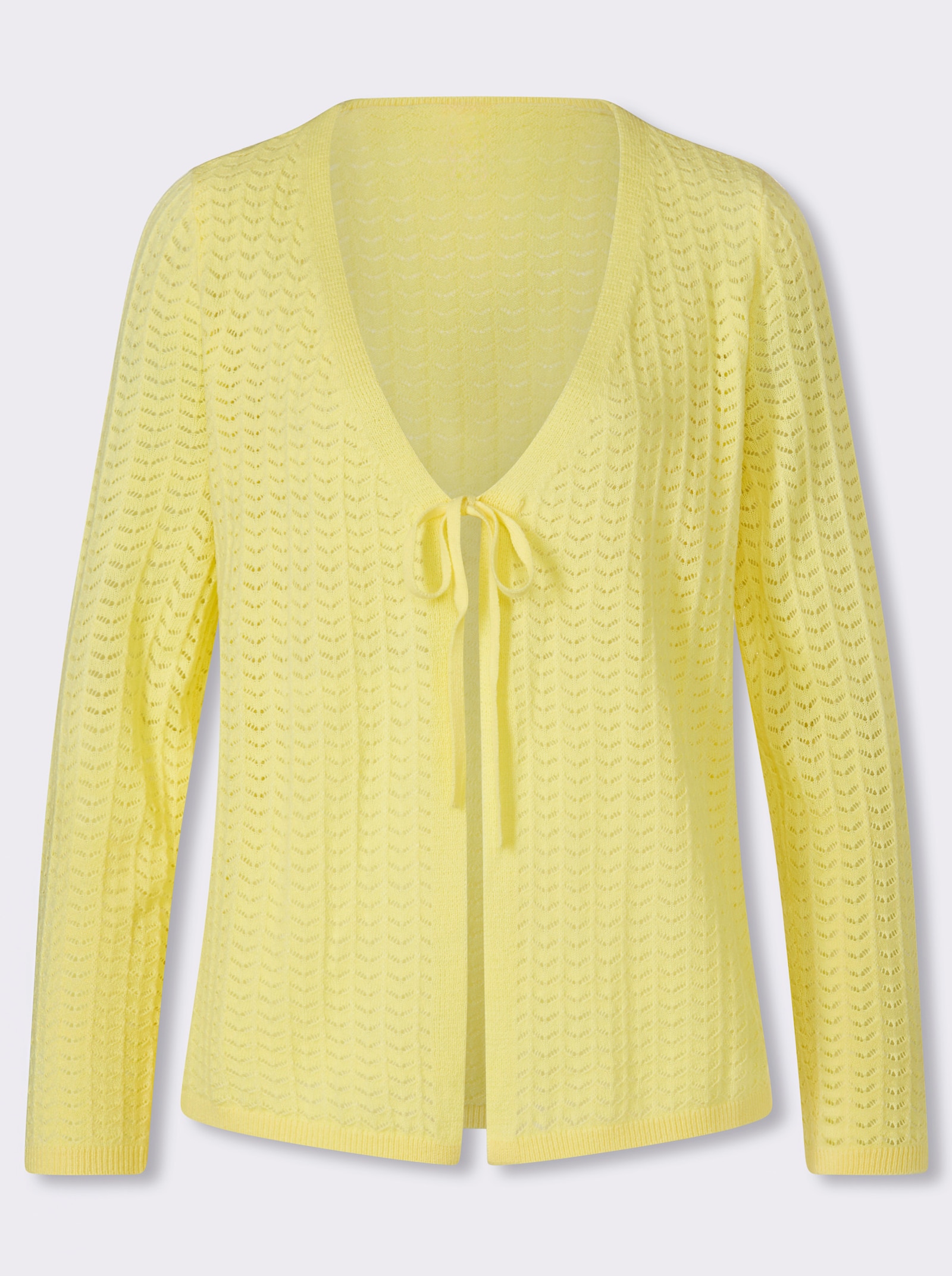 Strickjacke mit Ajour-Muster - zitrone