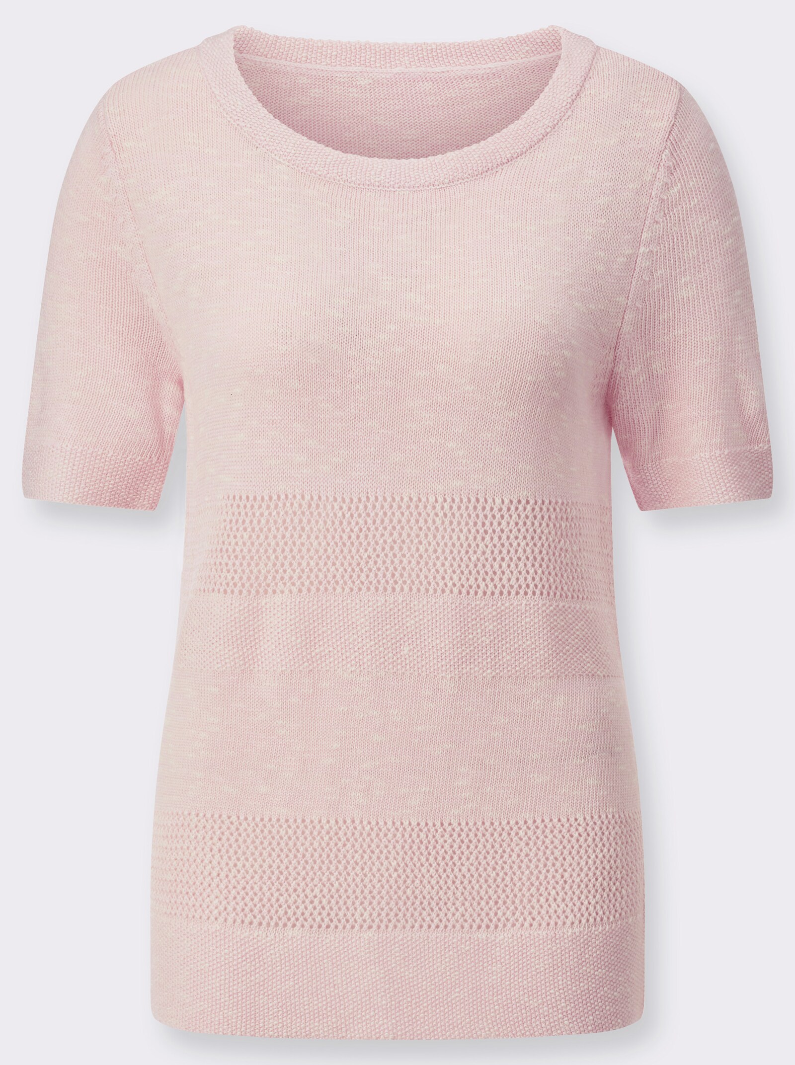 Ajourpullover im Mustermix - hellrosé-meliert