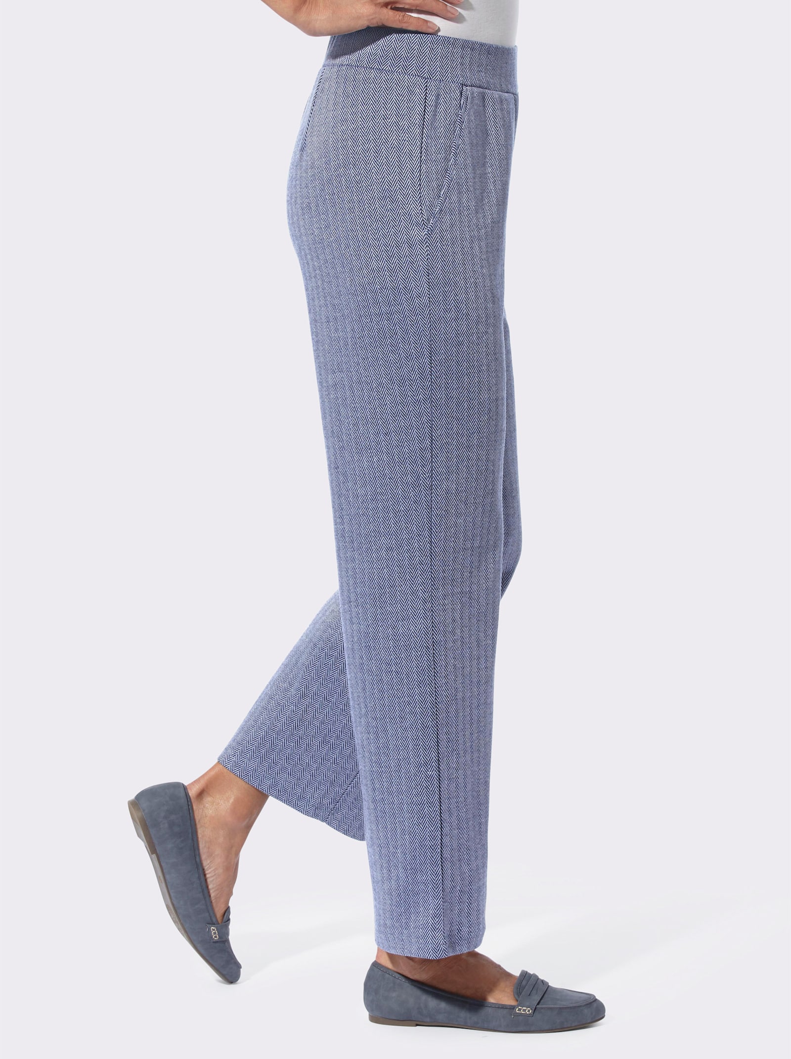 Jerseyhose mit weiter Form - marine-taubenblau-gemustert