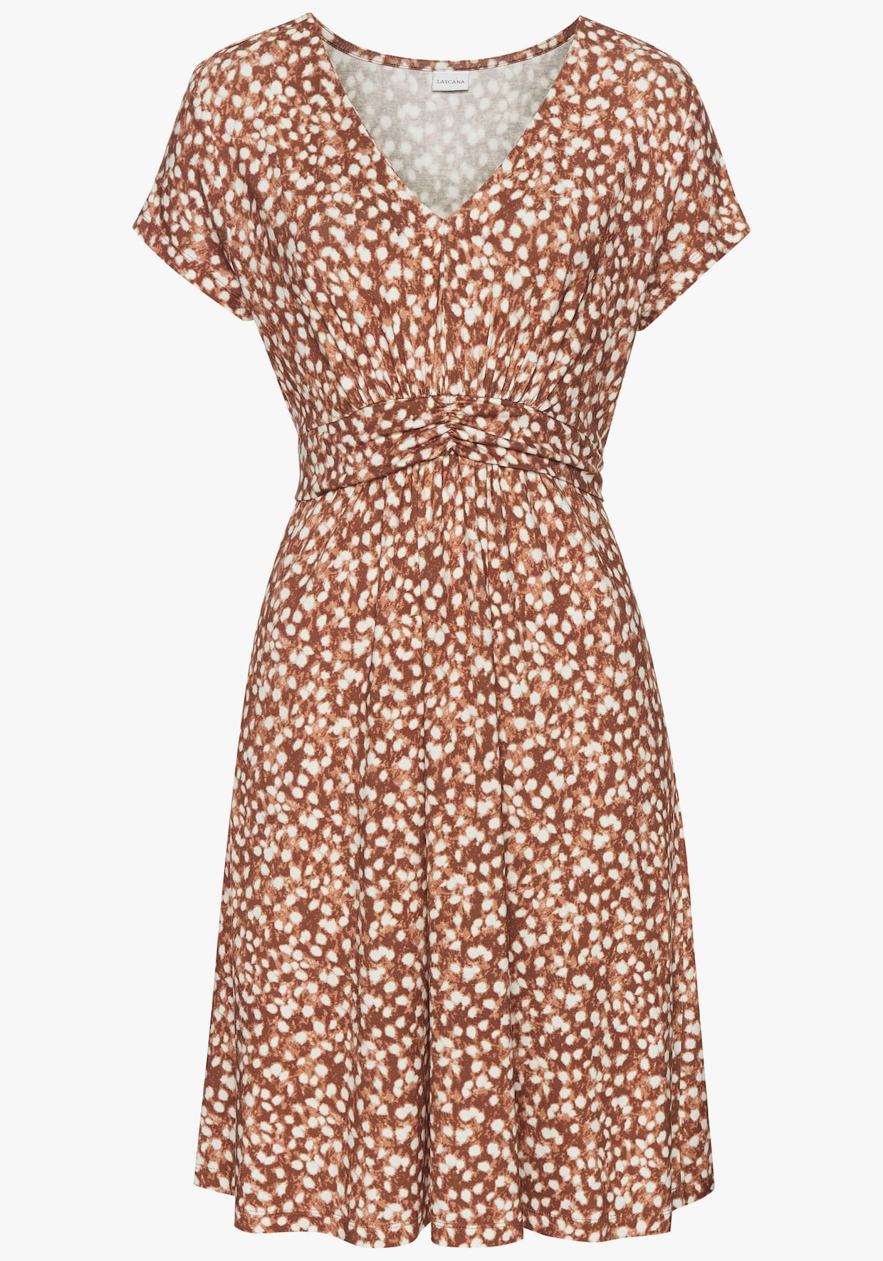 Vivance Jerseykleid - braun-creme bedruckt