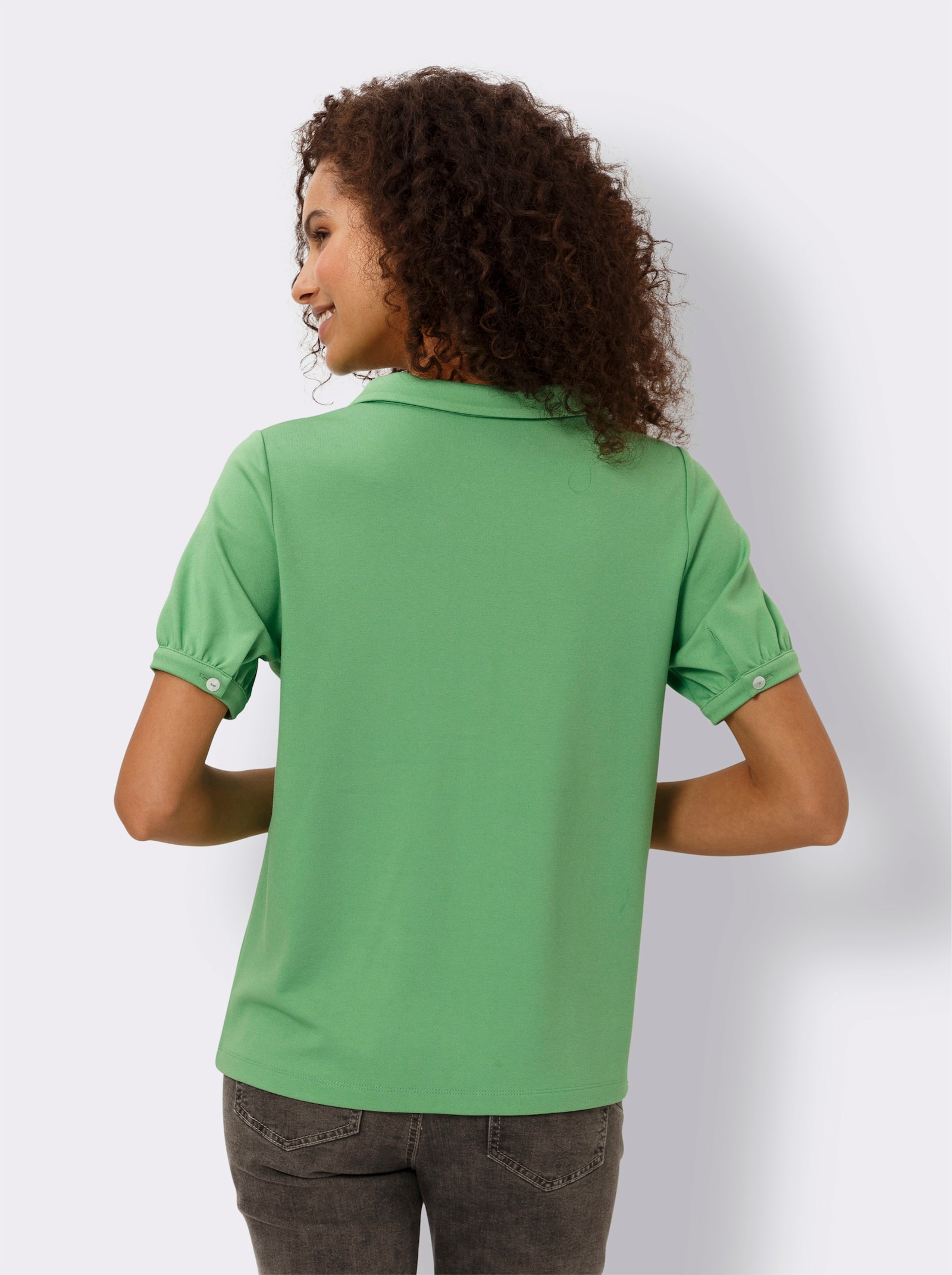 heine Jersey-Bluse mit Puffärmeln - apfel