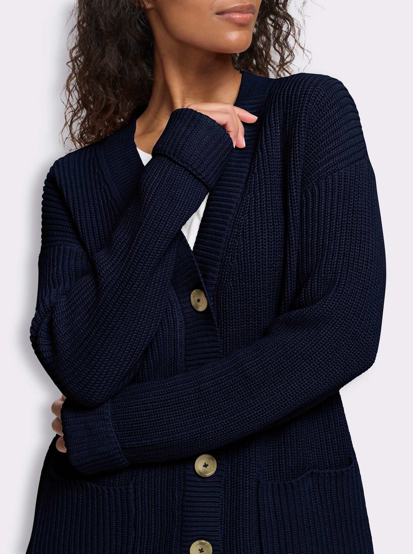 heine Strickjacke mit Taschen - marine