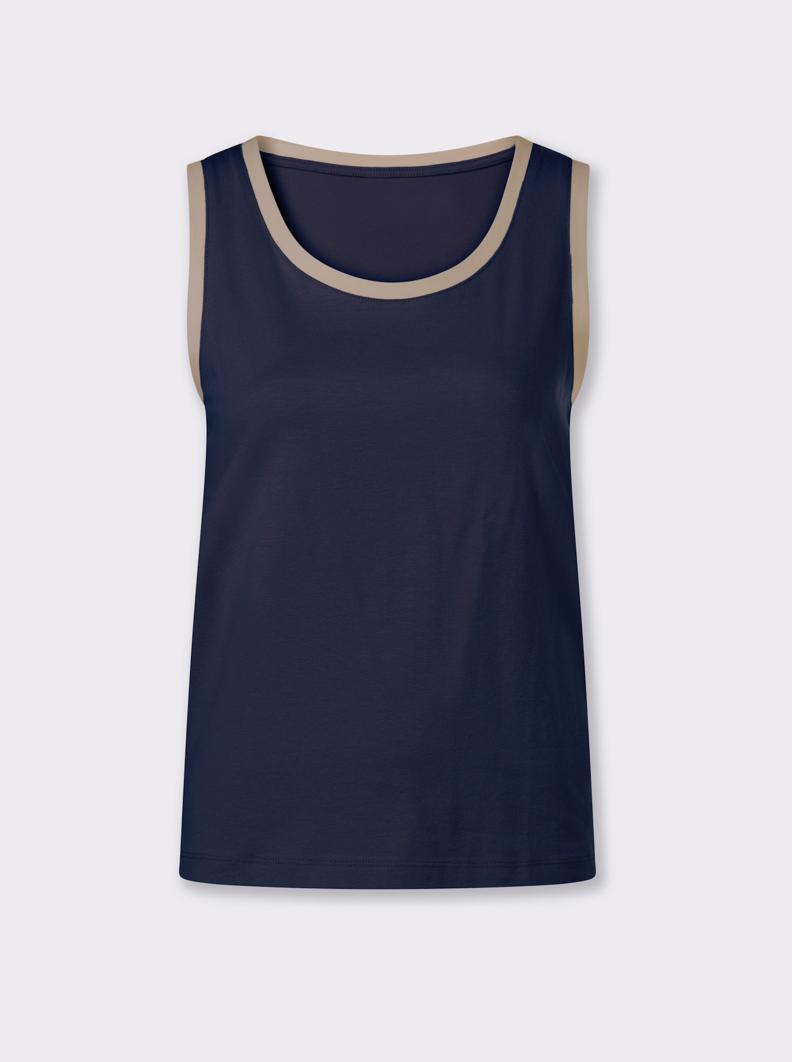heine Shirttop mit Kontrastabschlüssen - marine-sesam