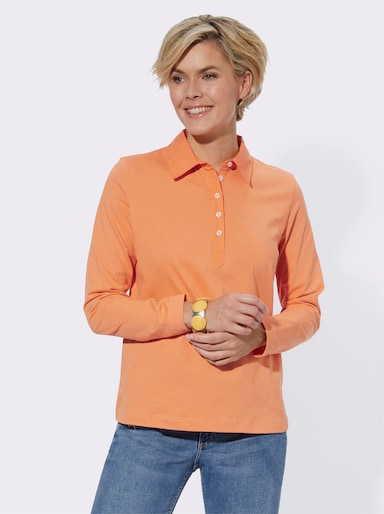 Langarm-Poloshirt in reiner Baumwoll-Qualität - orange