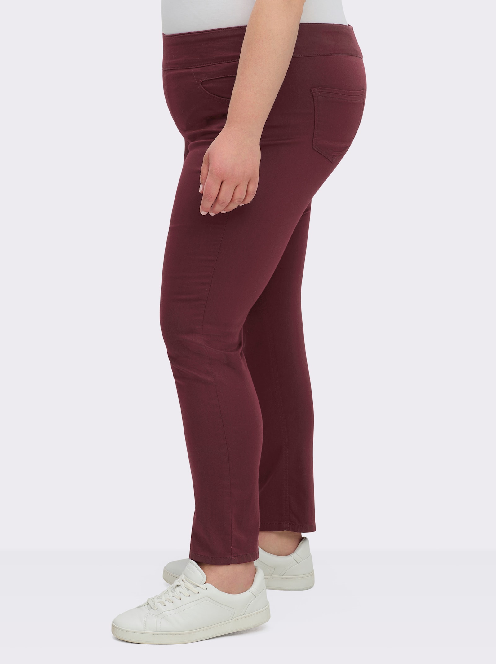 Schlupfhose mit hohem Dehnbund - bordeaux