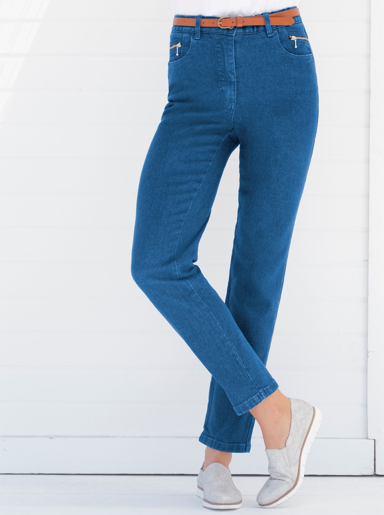 5-Pocket-Jeans gerade geschnitten - blue-stone-washed