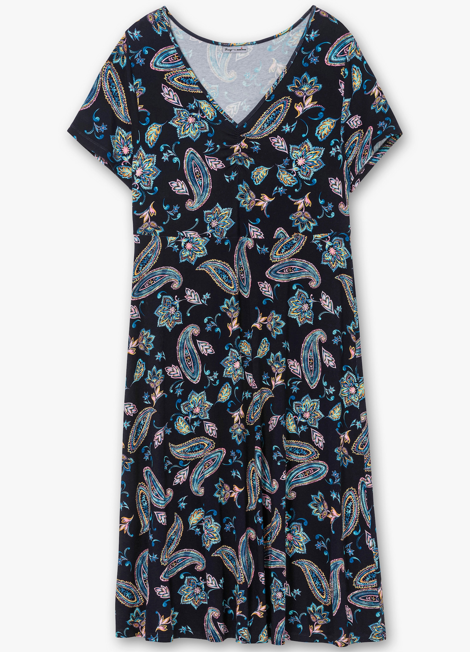 sheego by Joe Browns Jerseykleid mit Blumendruck, Midilänge - dunkelblau-gemustert