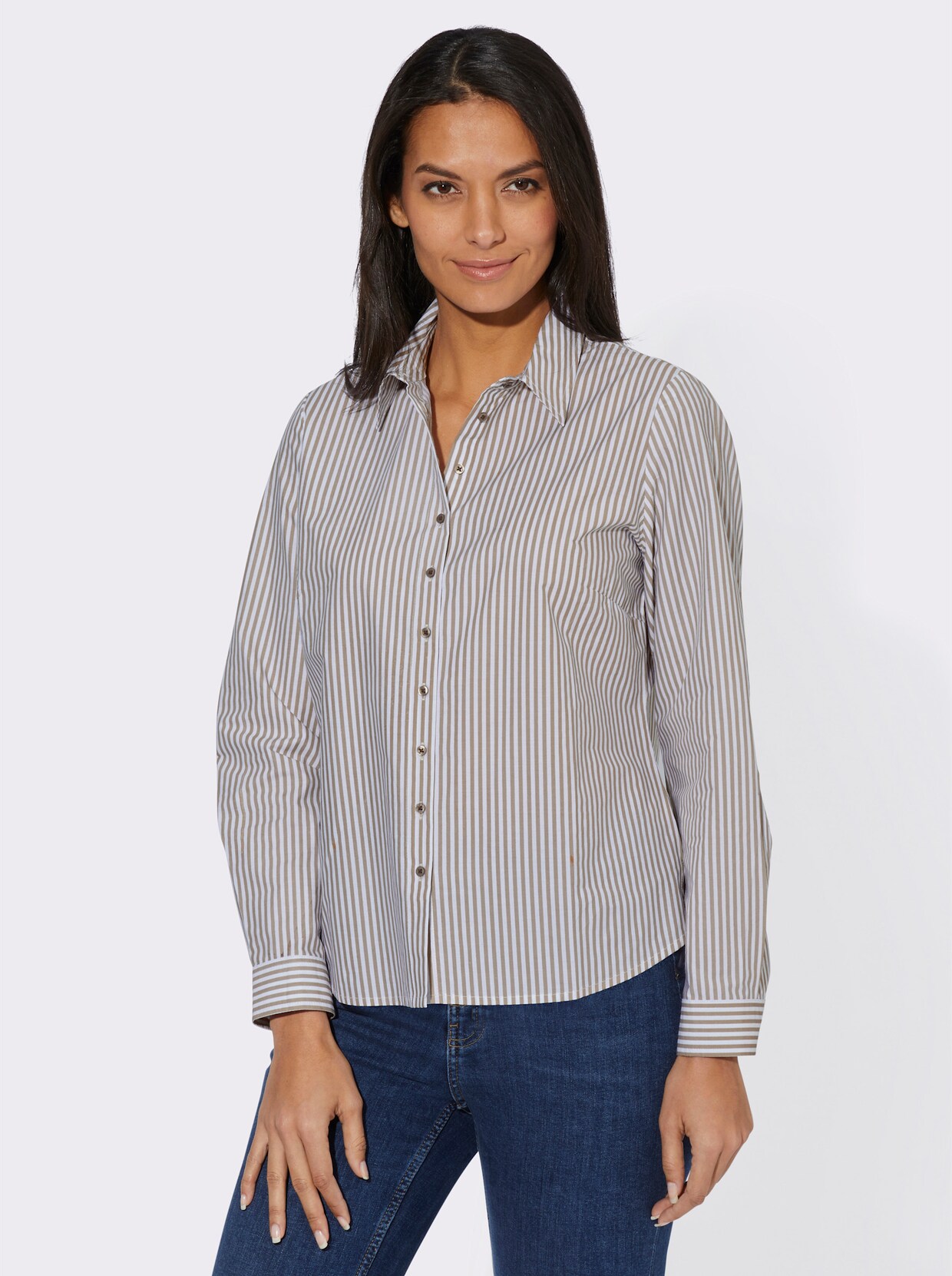 Katoenen blouse - sesam gestreept