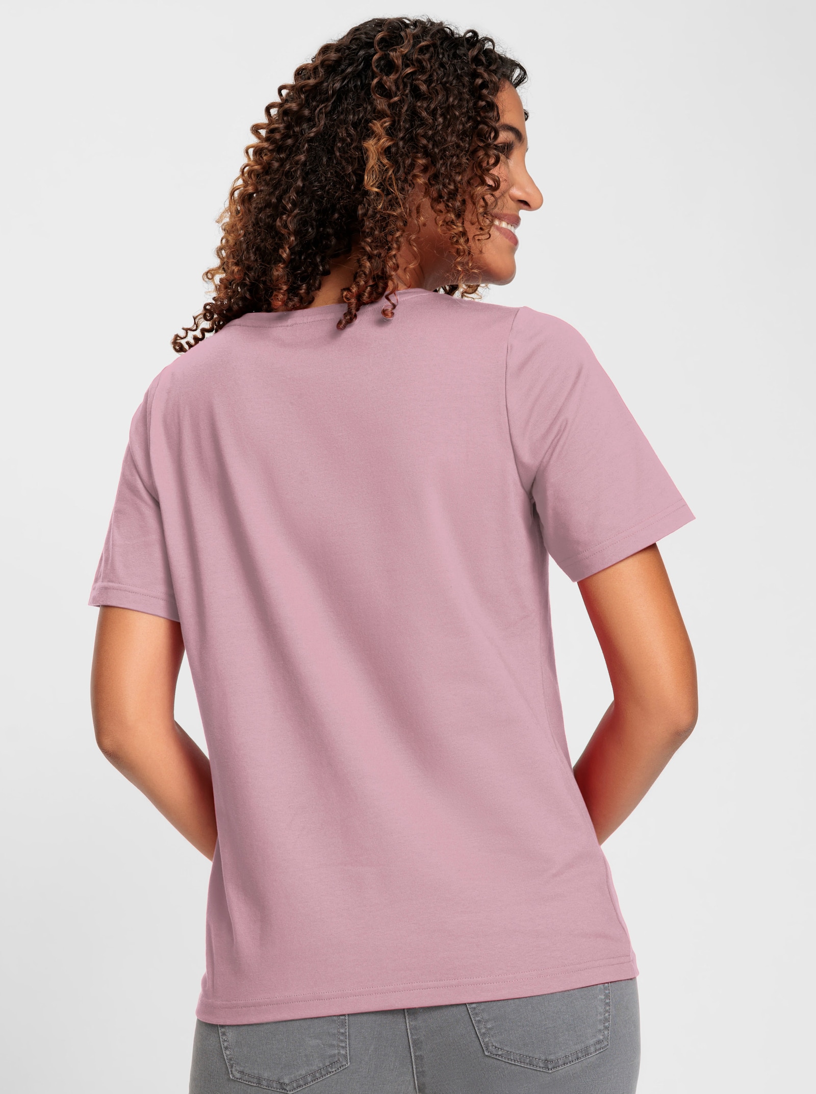 Shirt met korte mouwen en ronde hals - roze
