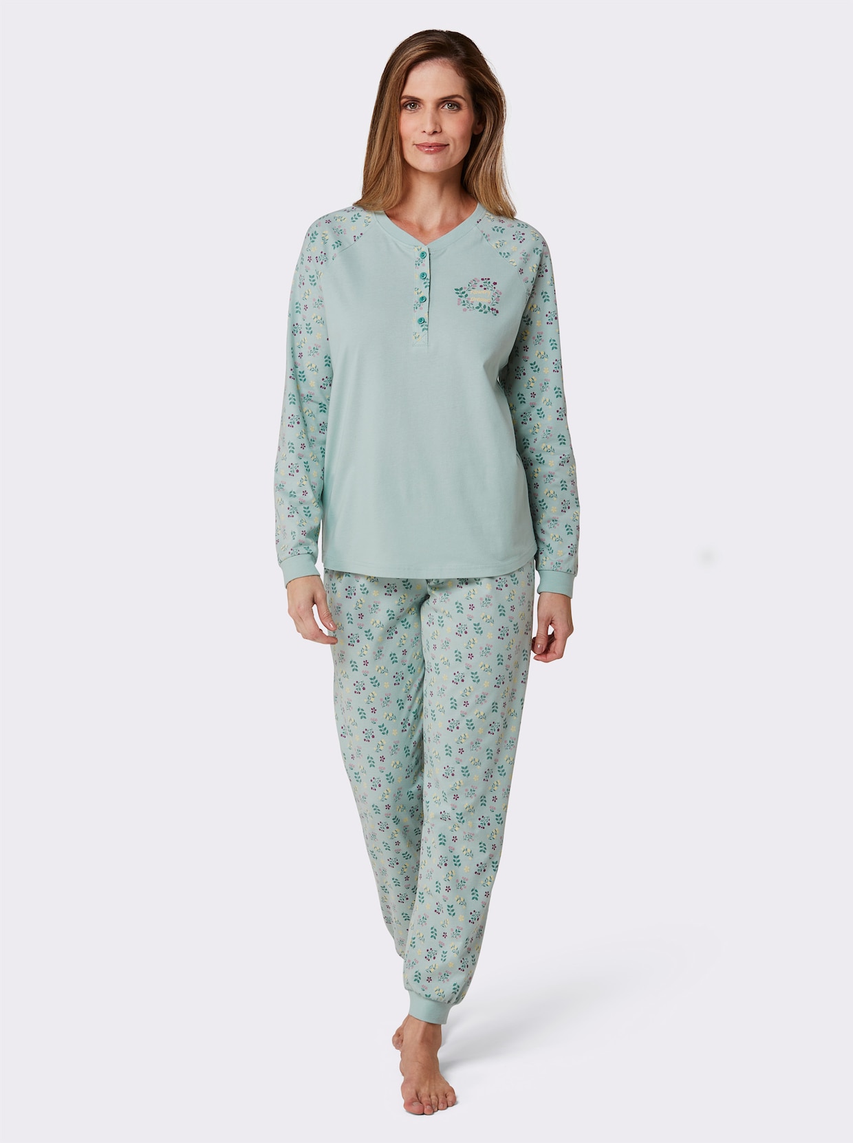 wäschepur Pyjama - kalkmint/jade bedrukt