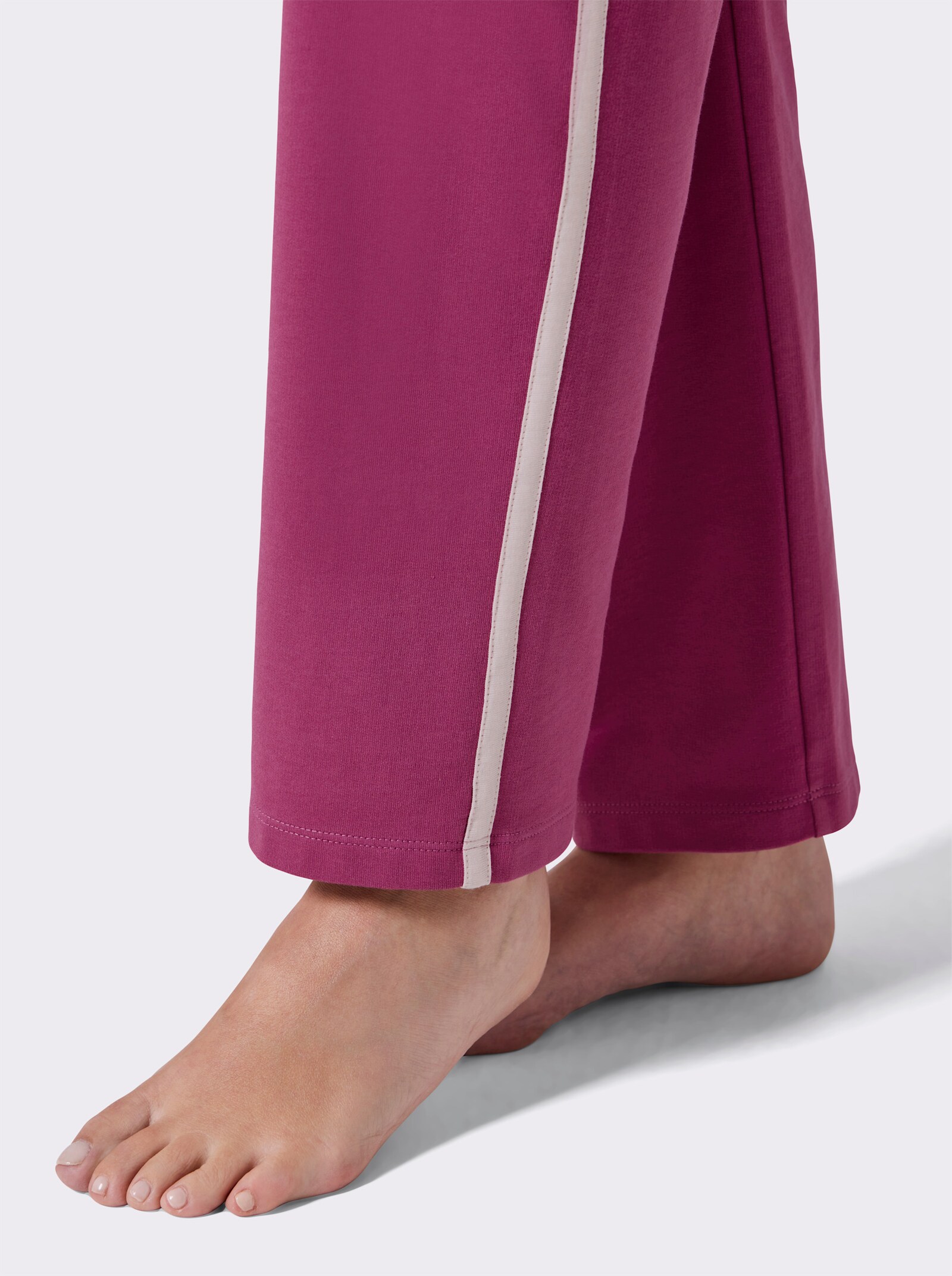 feel good Dehnbund-Hose mit Kontrast-Details - erika-hellrosé