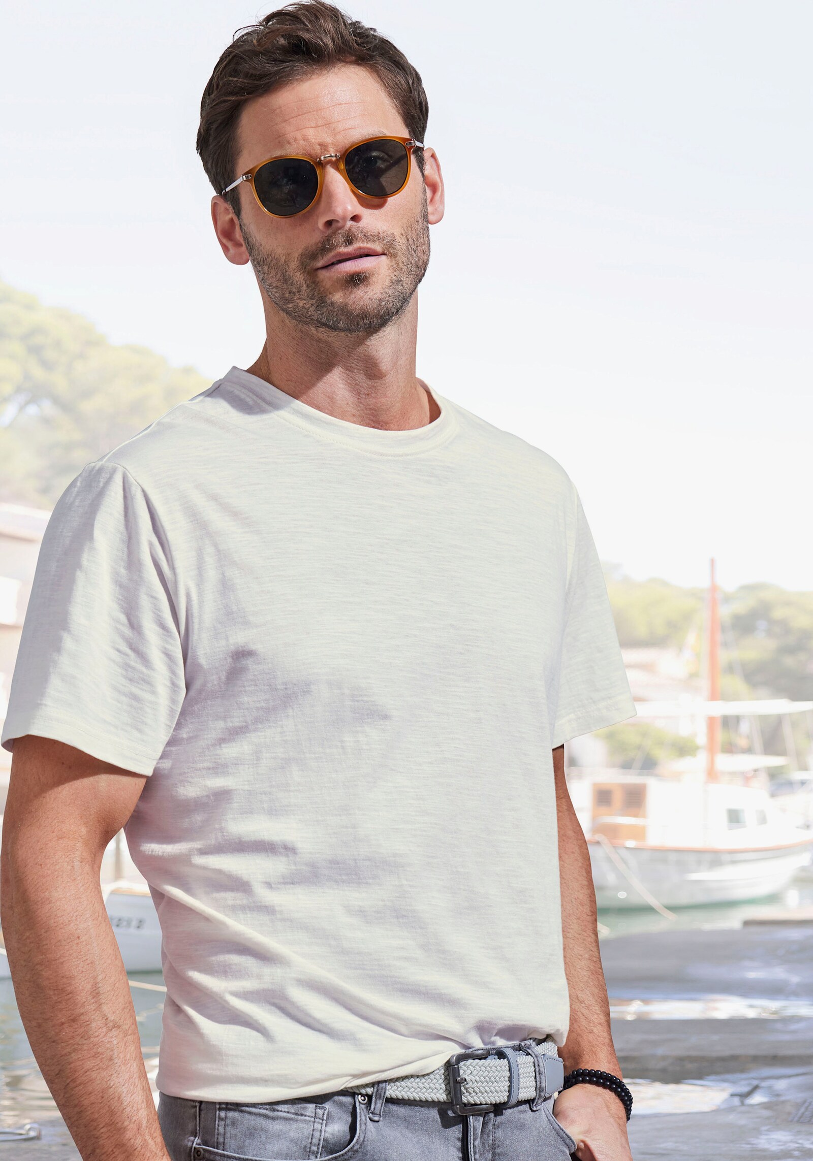 John Devin T-Shirt - offwhite/hellblau