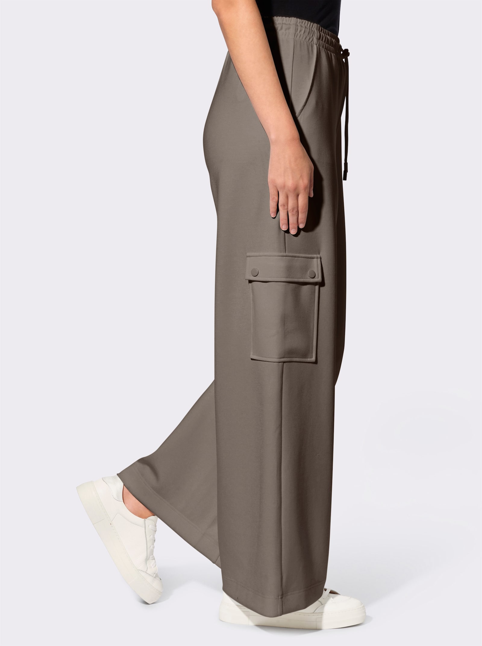 heine Jerseybroek met cargozakken - taupe