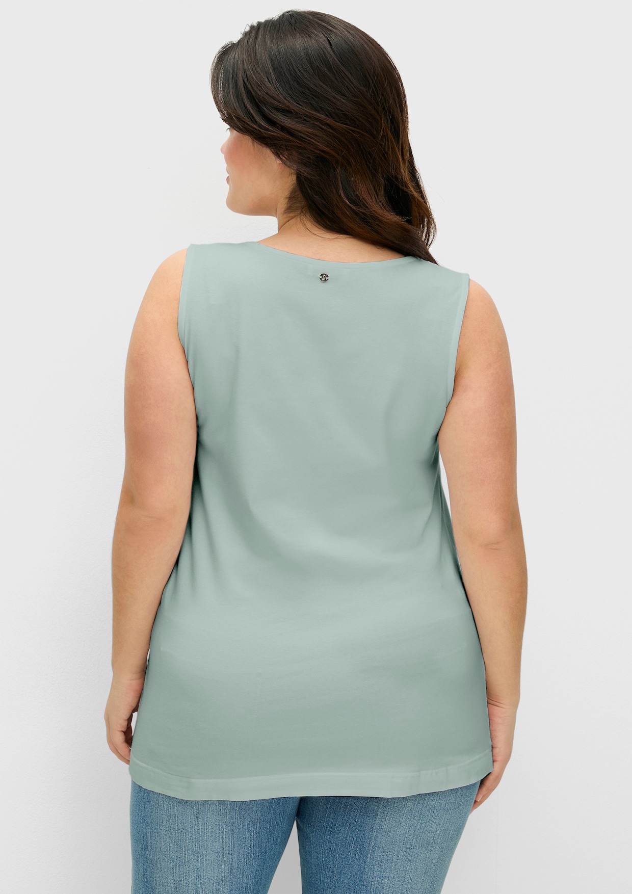 sheego Trägertop mit doppellagiger Front und Herzausschnitt - kalkmint