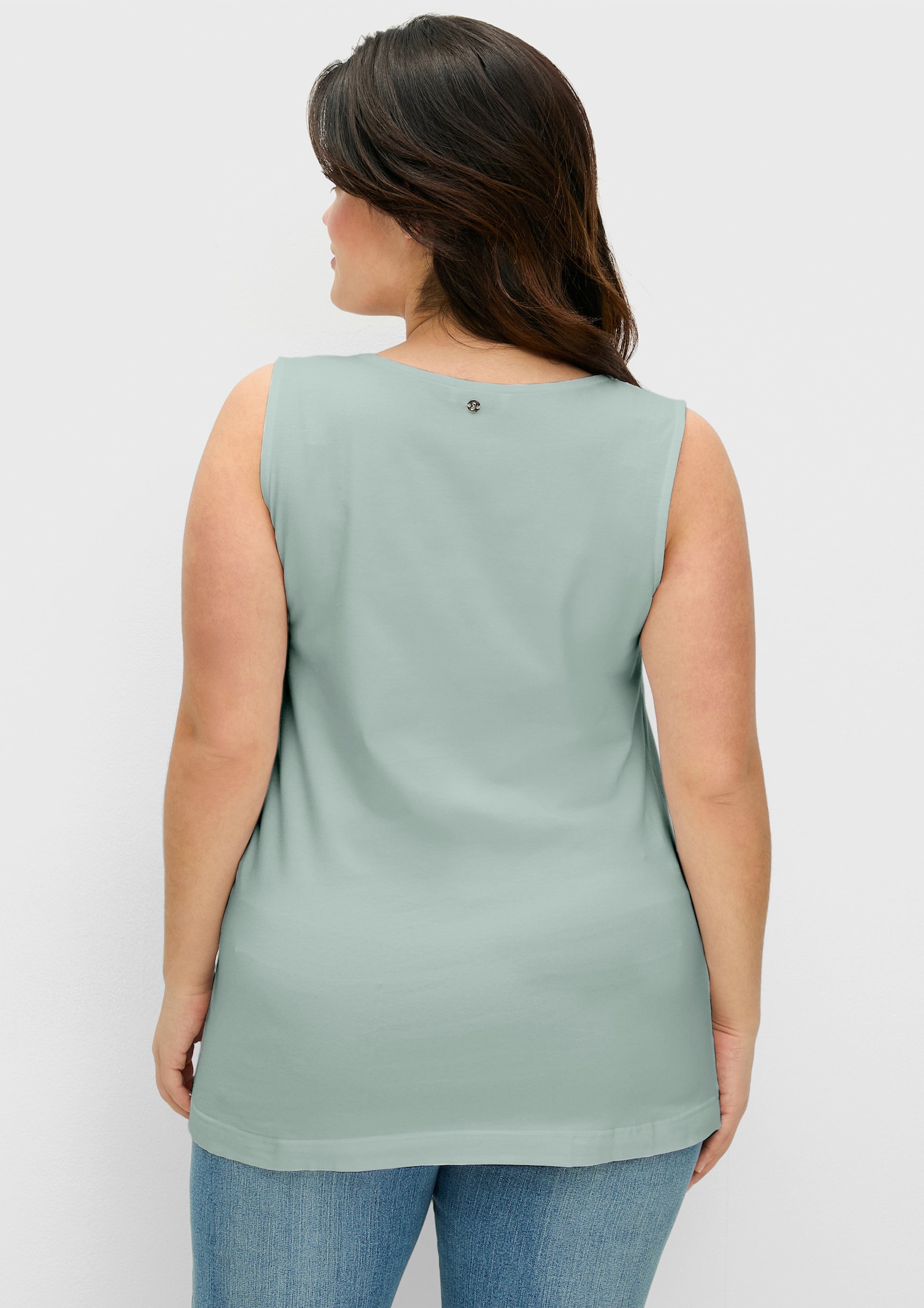 sheego Trägertop mit doppellagiger Front und Herzausschnitt - kalkmint