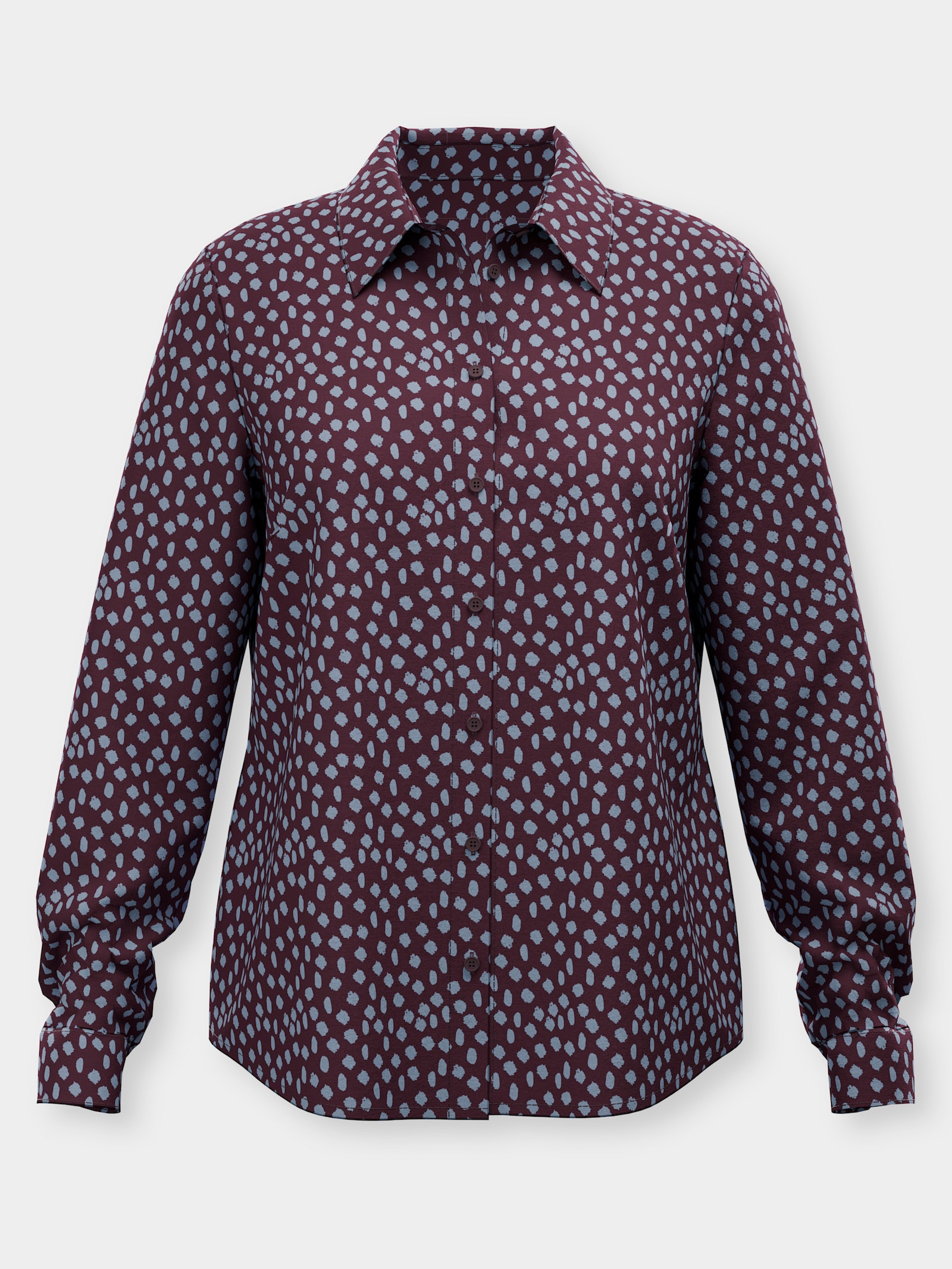 heine Hemdbluse mit Tupfenmuster - burgund-bleu-bedruckt