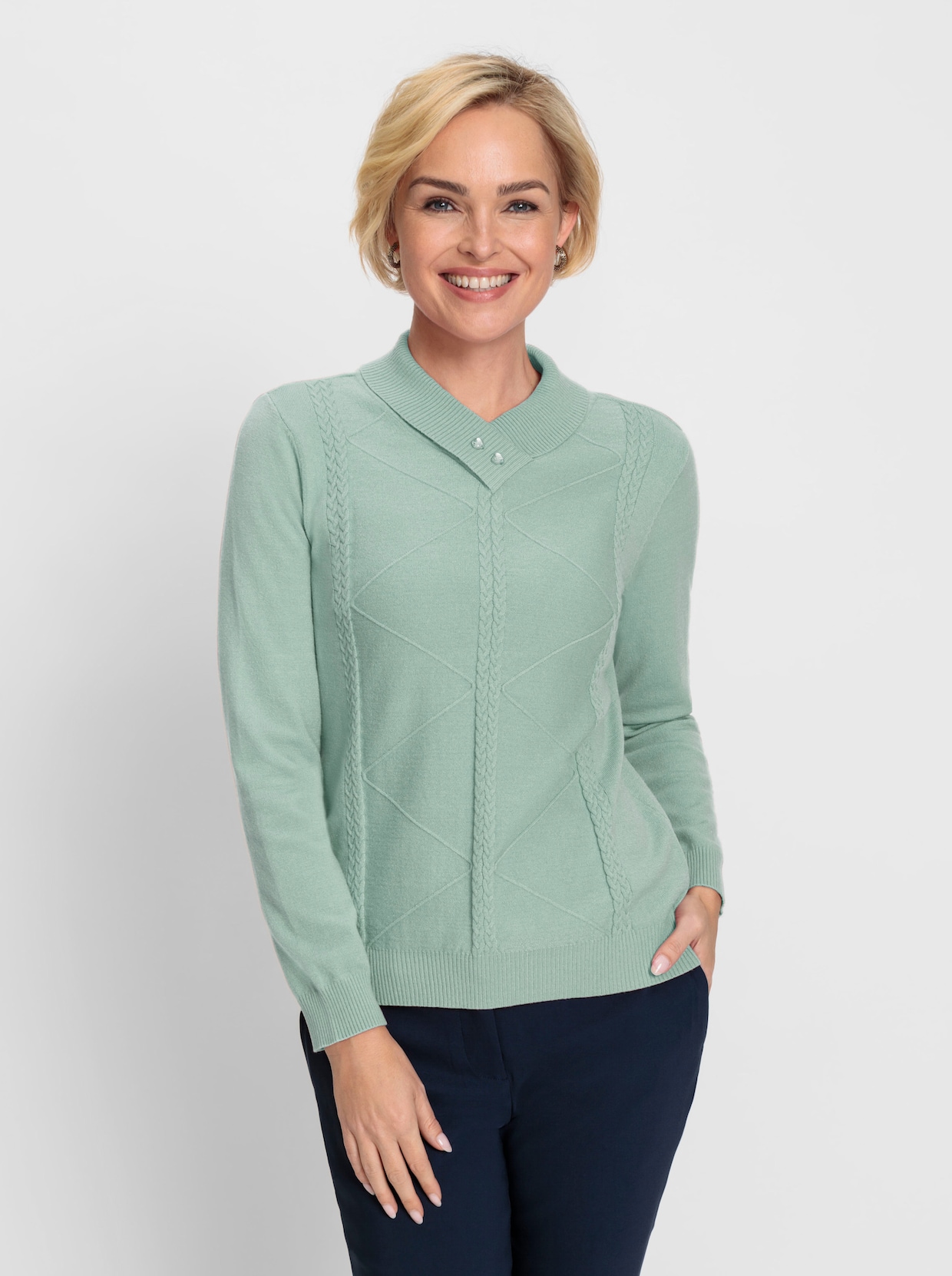 Pullover met sjaalkraag - kalkmint