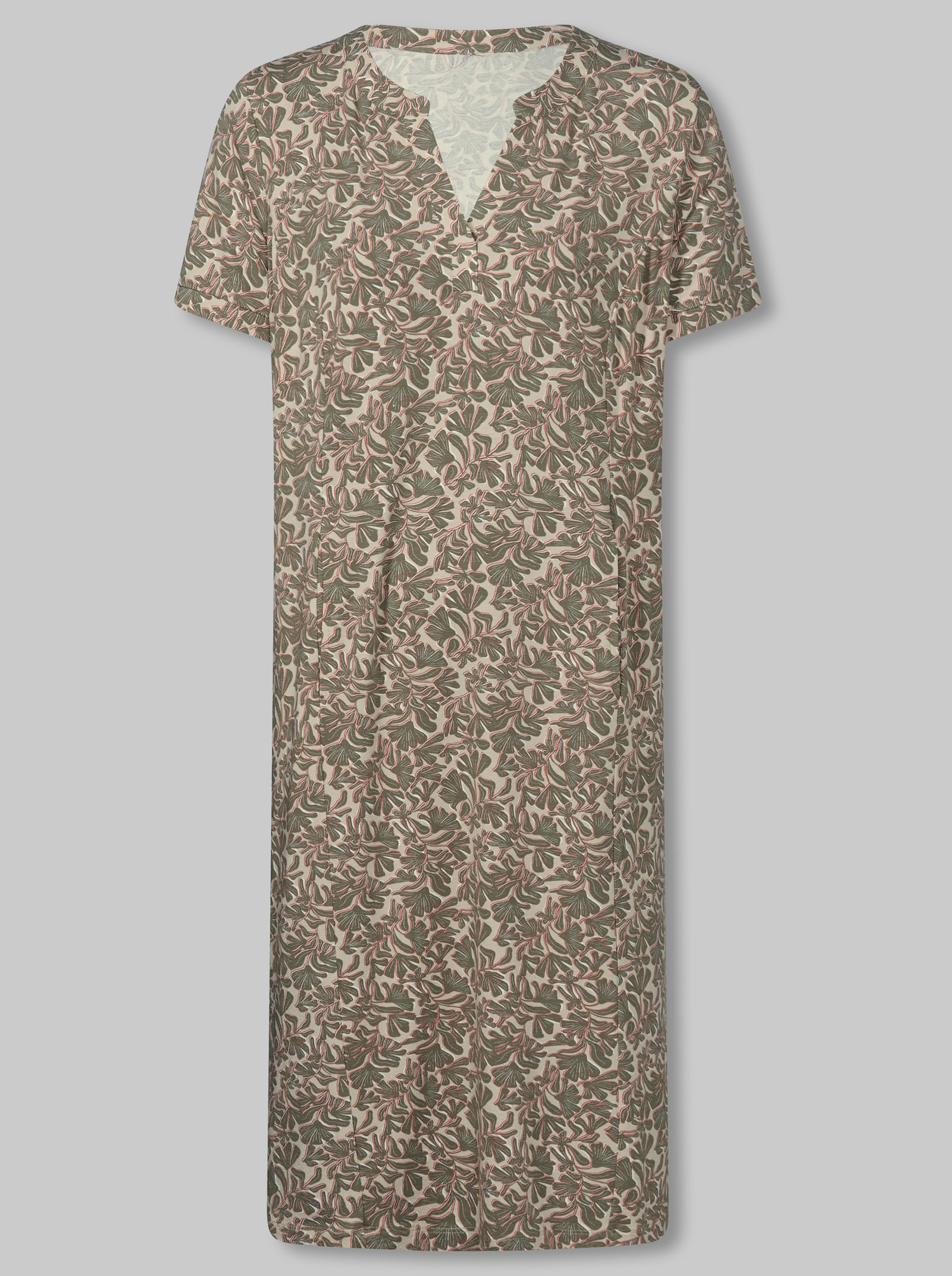 heine Jerseykleid mit Floral-Print - khaki-sand-bedruckt