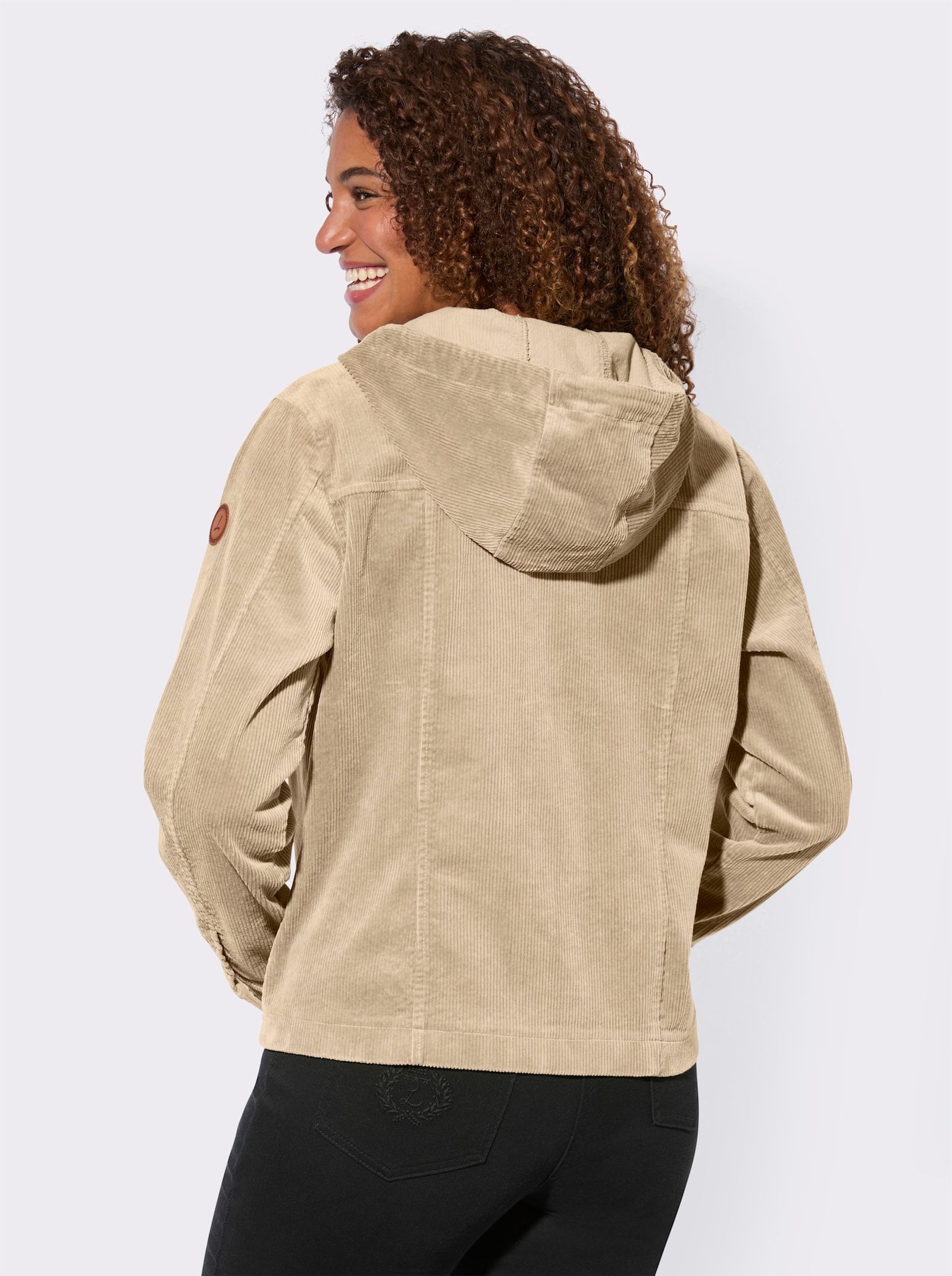 Cordjacke mit Kapuze - sand
